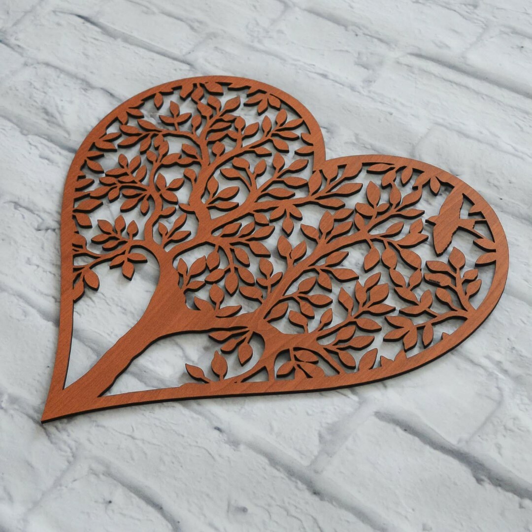 Drevený strom na stenu - Srdce | Čerešňa