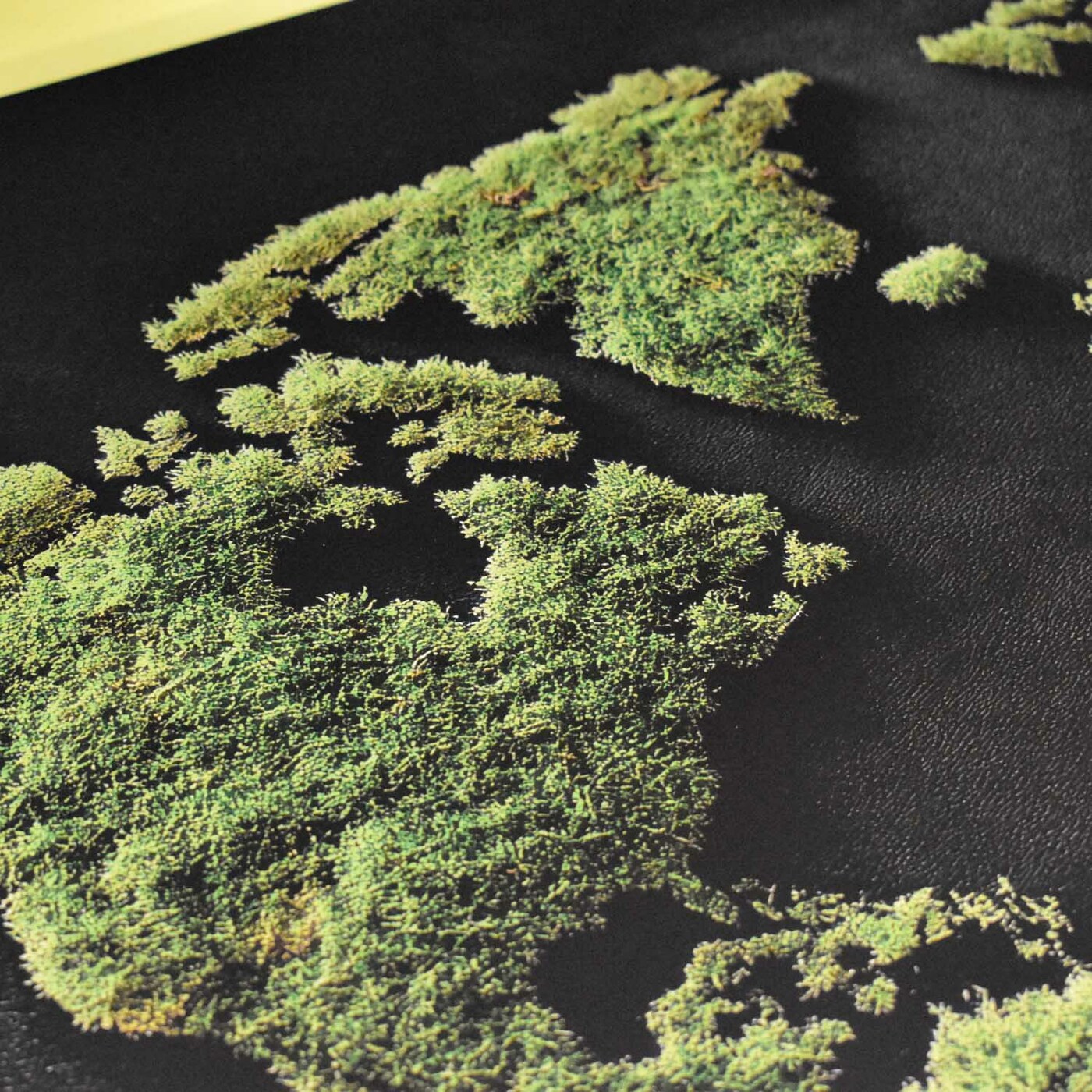 Drevený obraz - Machová mapa sveta