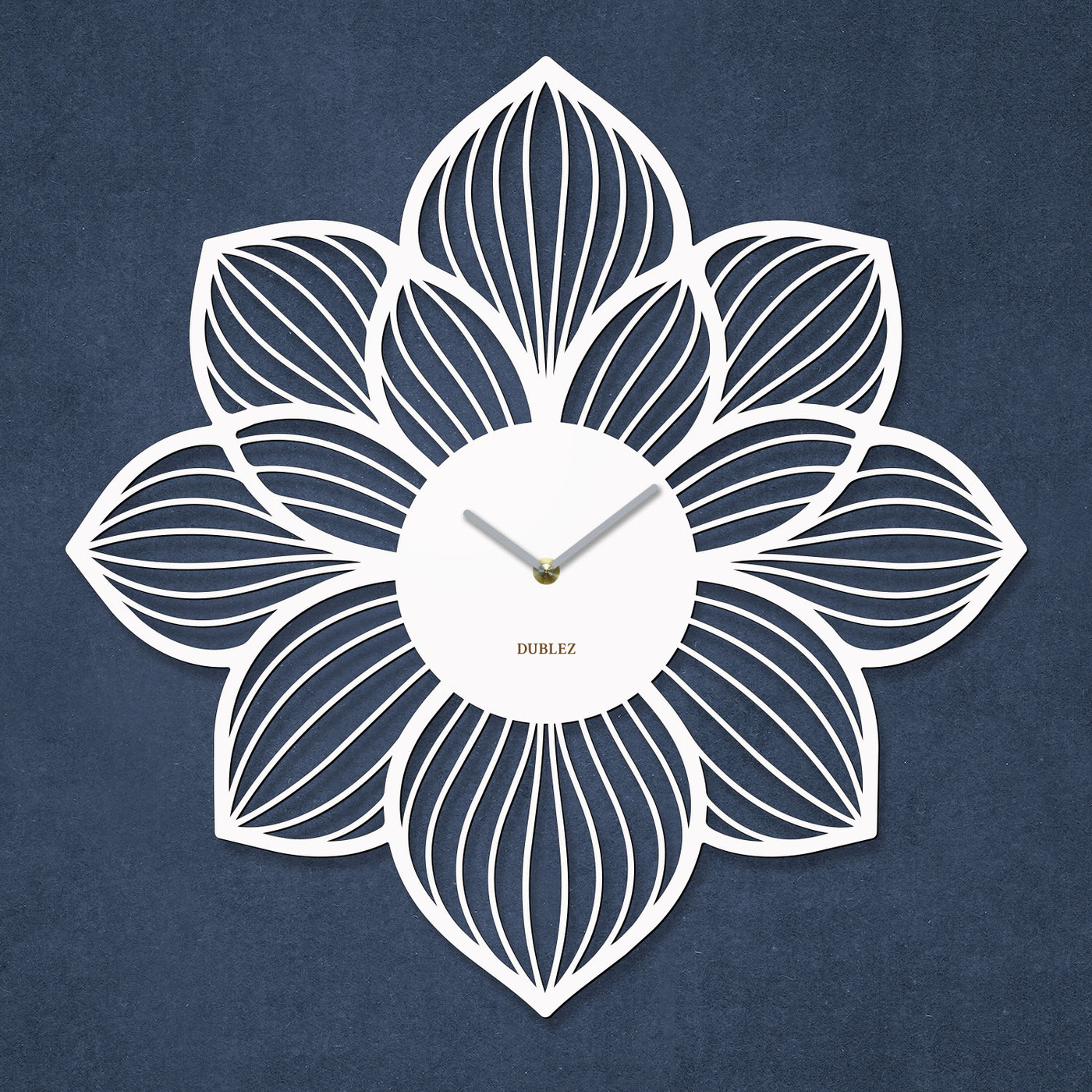 Tablou floral cu ceas - Petale | Alb
