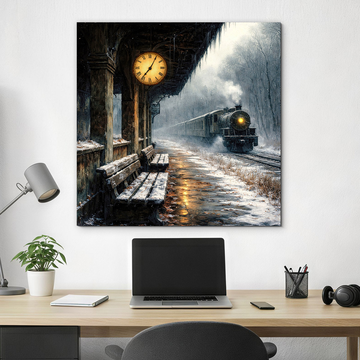 Drevený obraz vlaku - Posledná zastávka