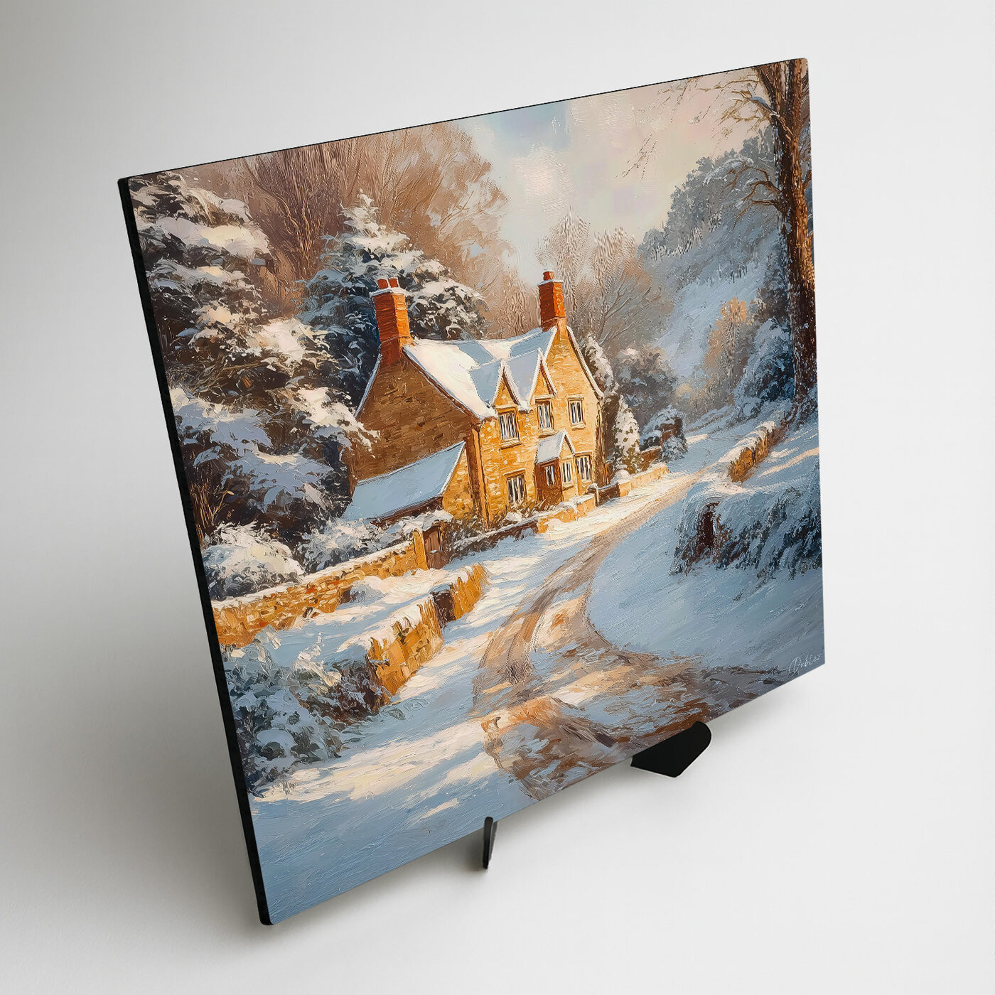 Wooden picture of winter - Snow-covered cottage