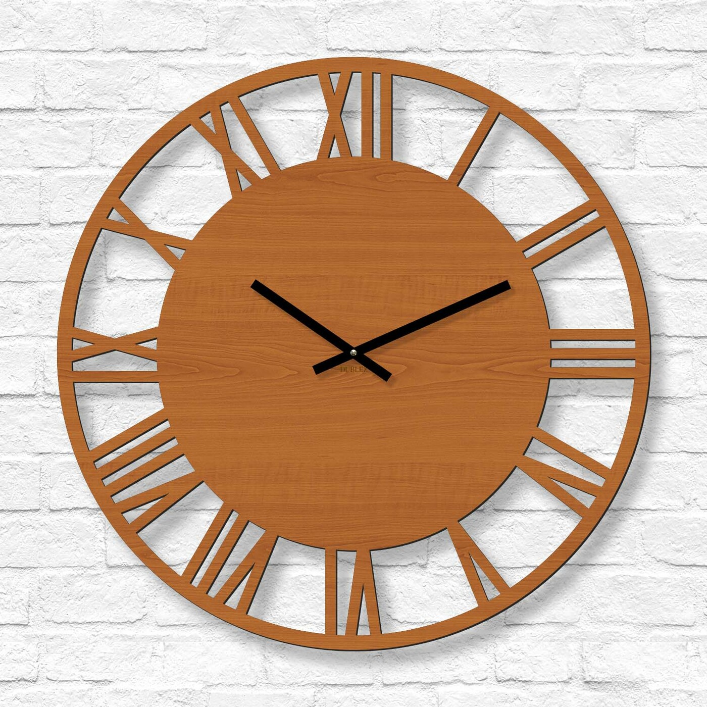 Industrial Wooden Wall Clock - Black | Cherry