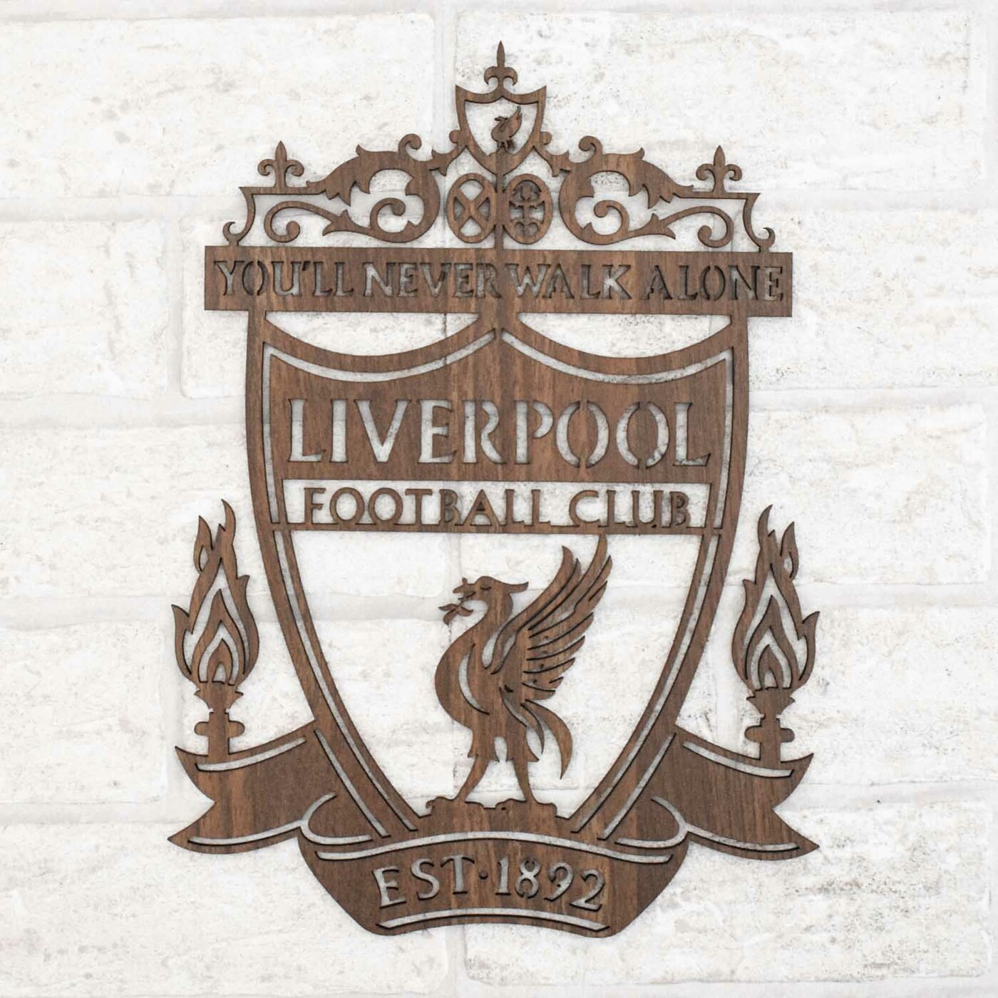 Wooden Club Logo on the Wall - Liverpool | Walnut