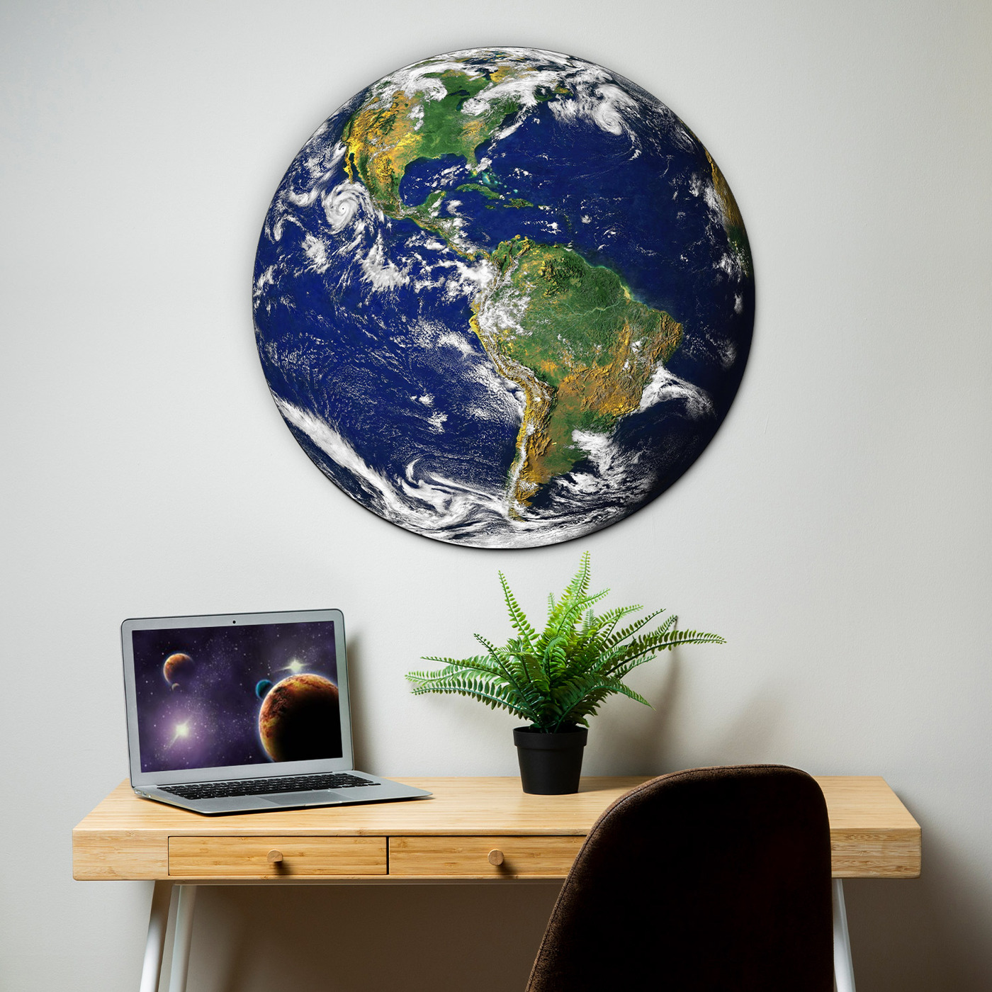 Wooden globe wall art - America