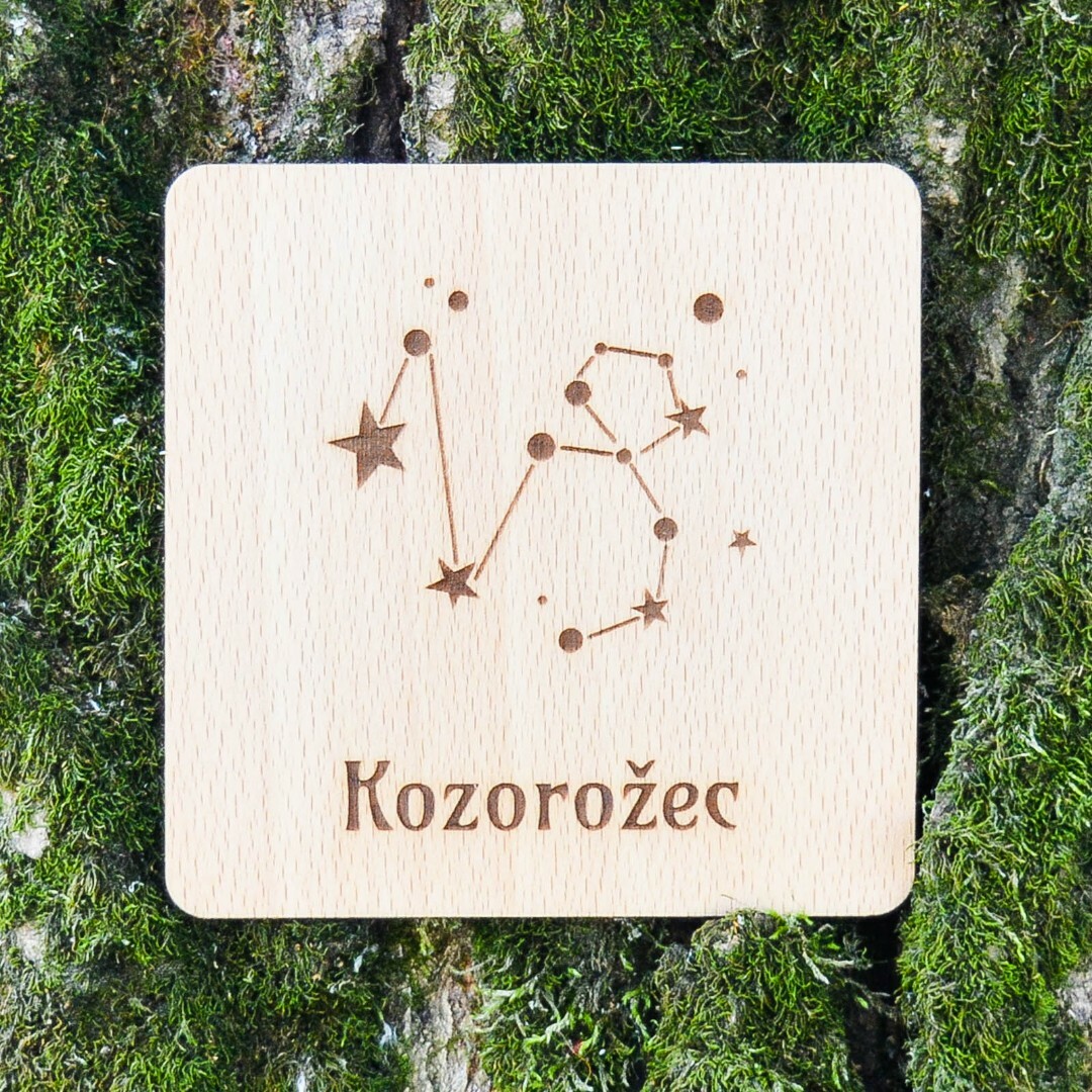 Drevená podložka pod pohár - Znamenie kozorožec