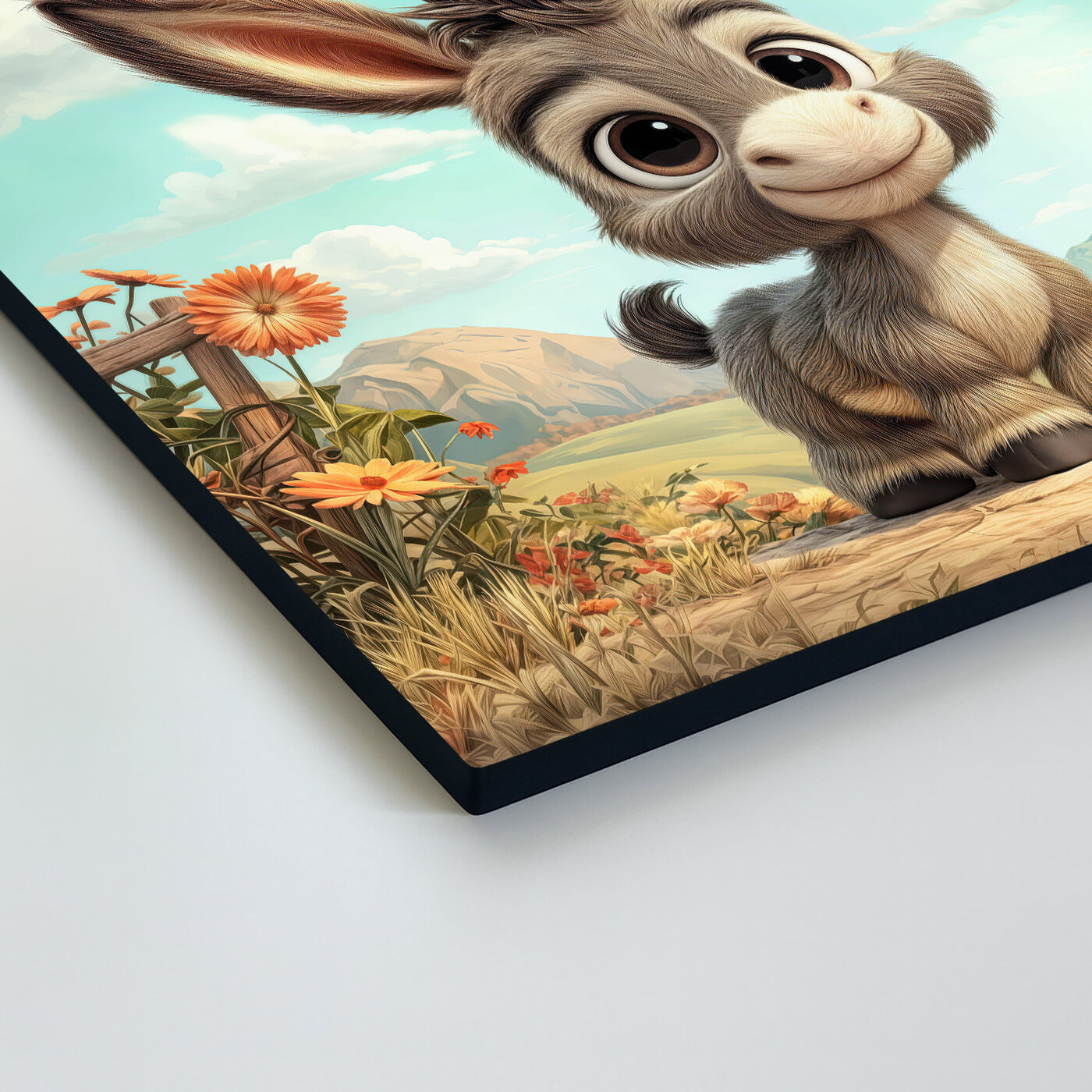 Drevený obraz farmárskeho zvieratka - Oslík