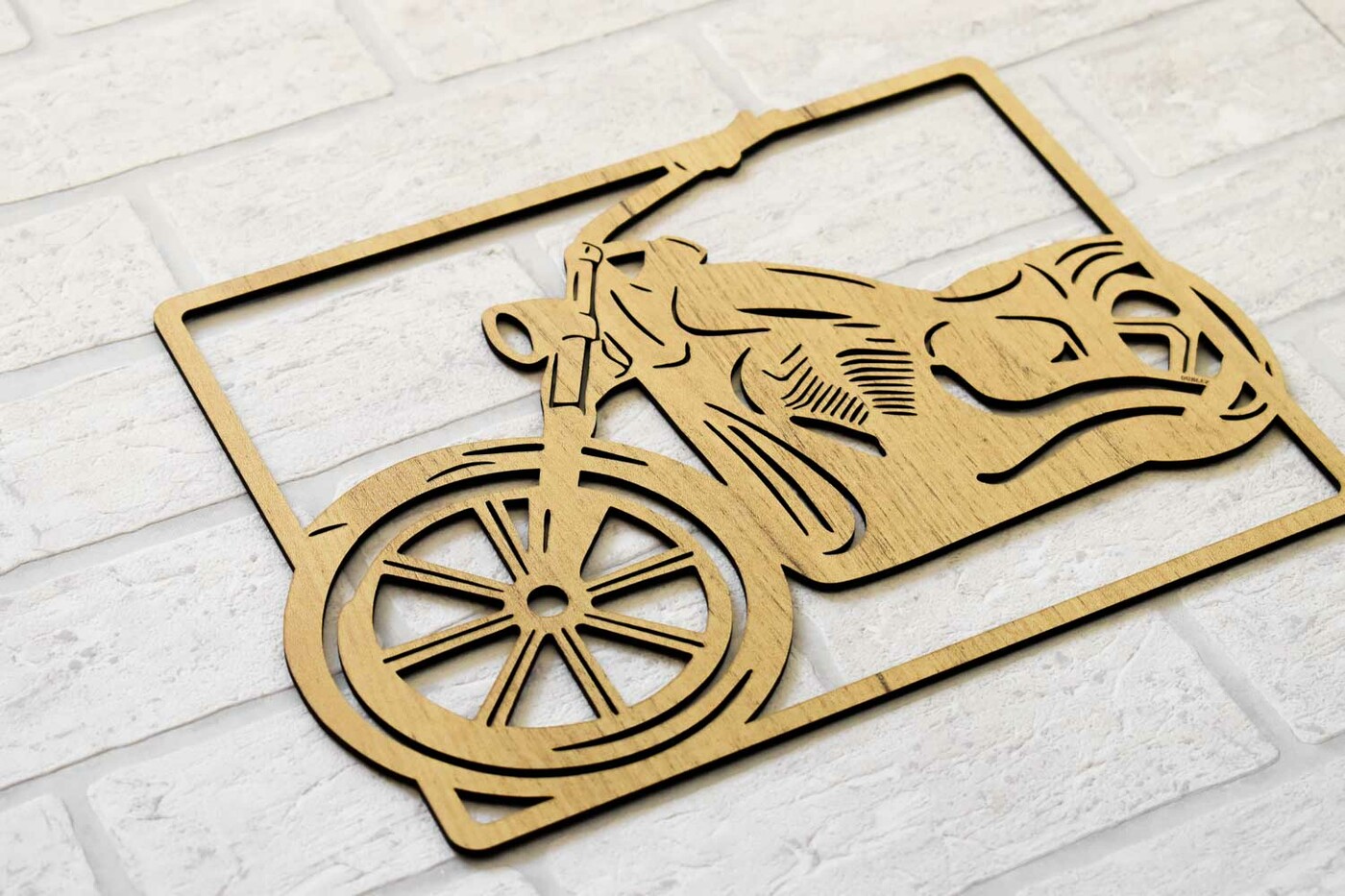 Wooden Wall Art - Chopper Motorcycle | Gold Craft Oak