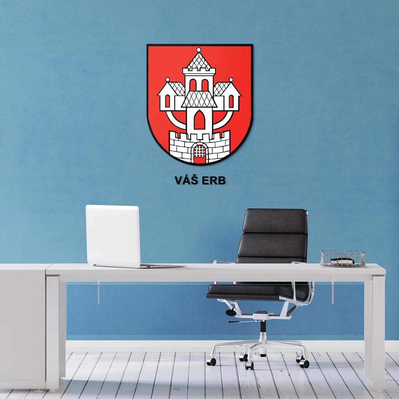 3D farebné logo na stenu z dreva - výroba na mieru