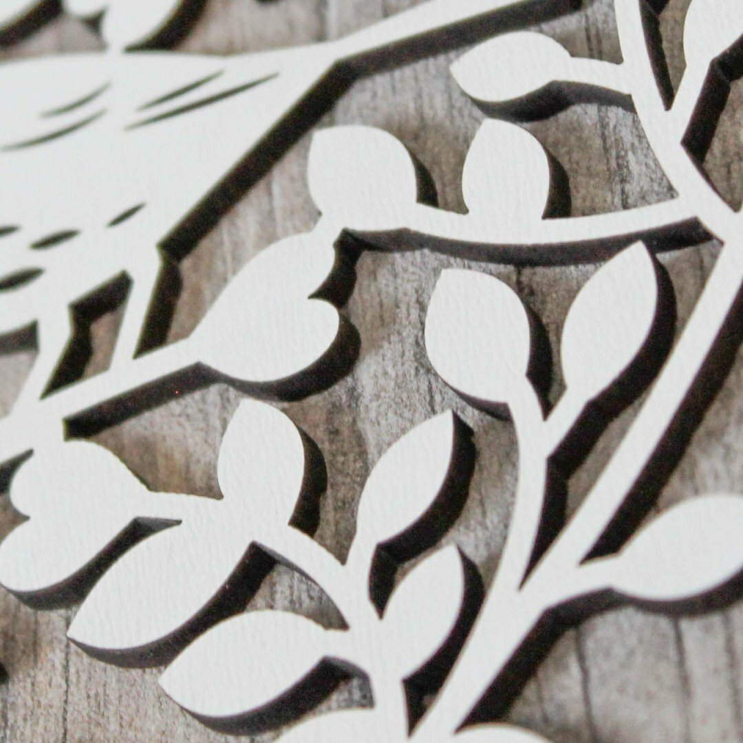 Wooden Wall Sticker - 2 Birds | White