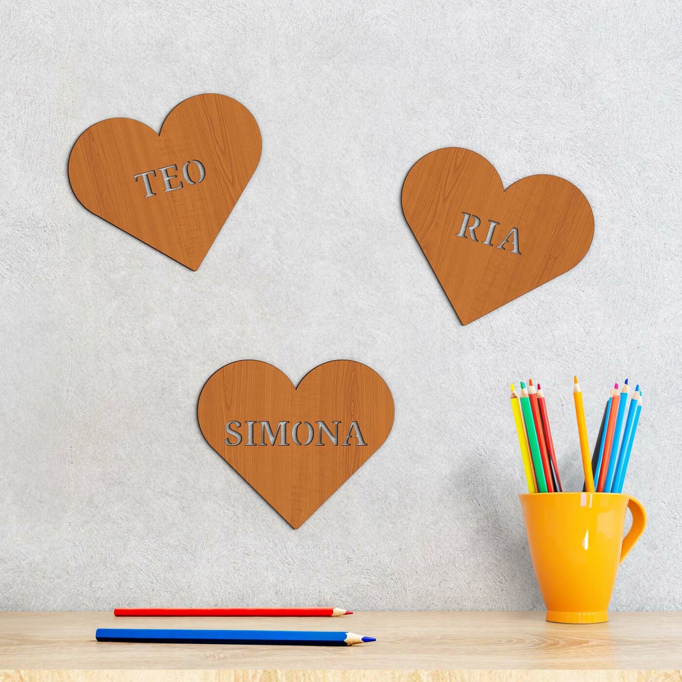 Wooden Heart with Name | Cherry