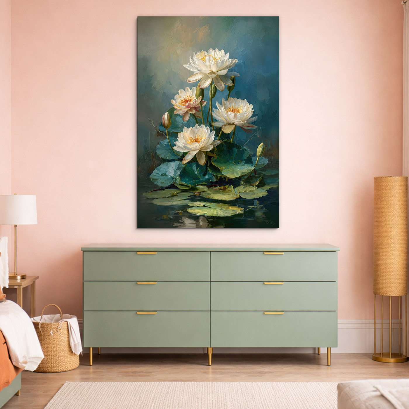 Tablou de lemn - Nufărul înflorit