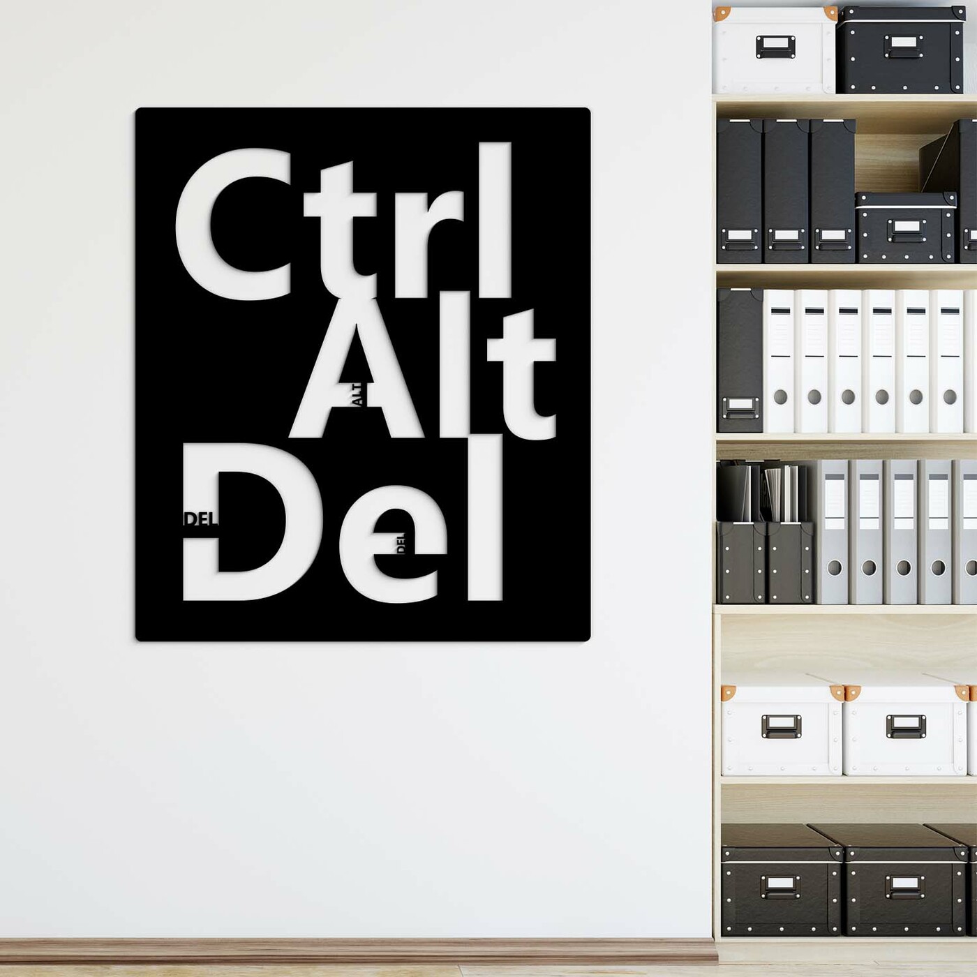 Wooden Picture for the Office - Ctrl Alt Del | Black