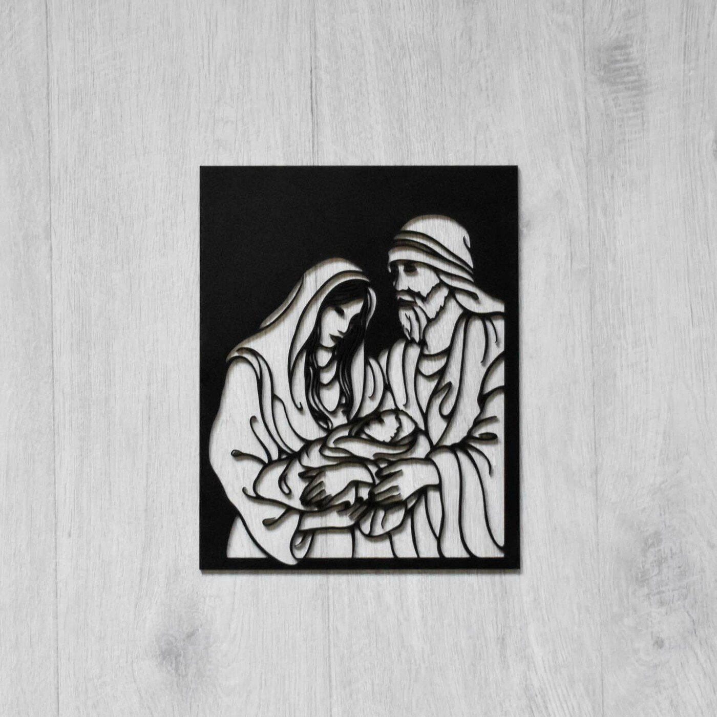 Tablou din lemn - Sfânta Familie | Negru