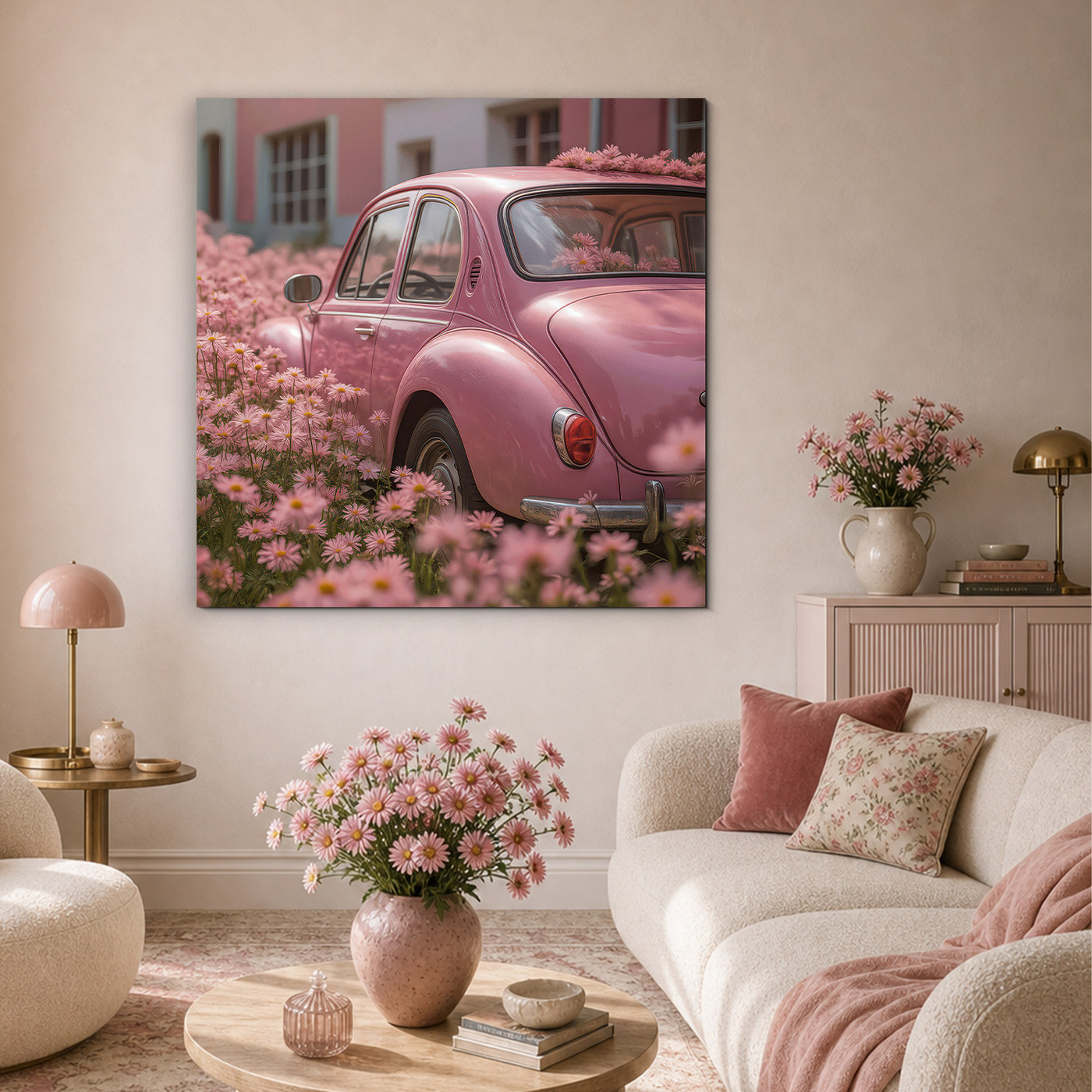 Tablou vintage pe lemn - VW Beetle