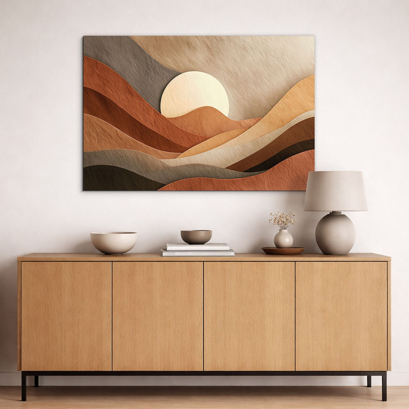 Drevený boho obraz - Púštne slnko