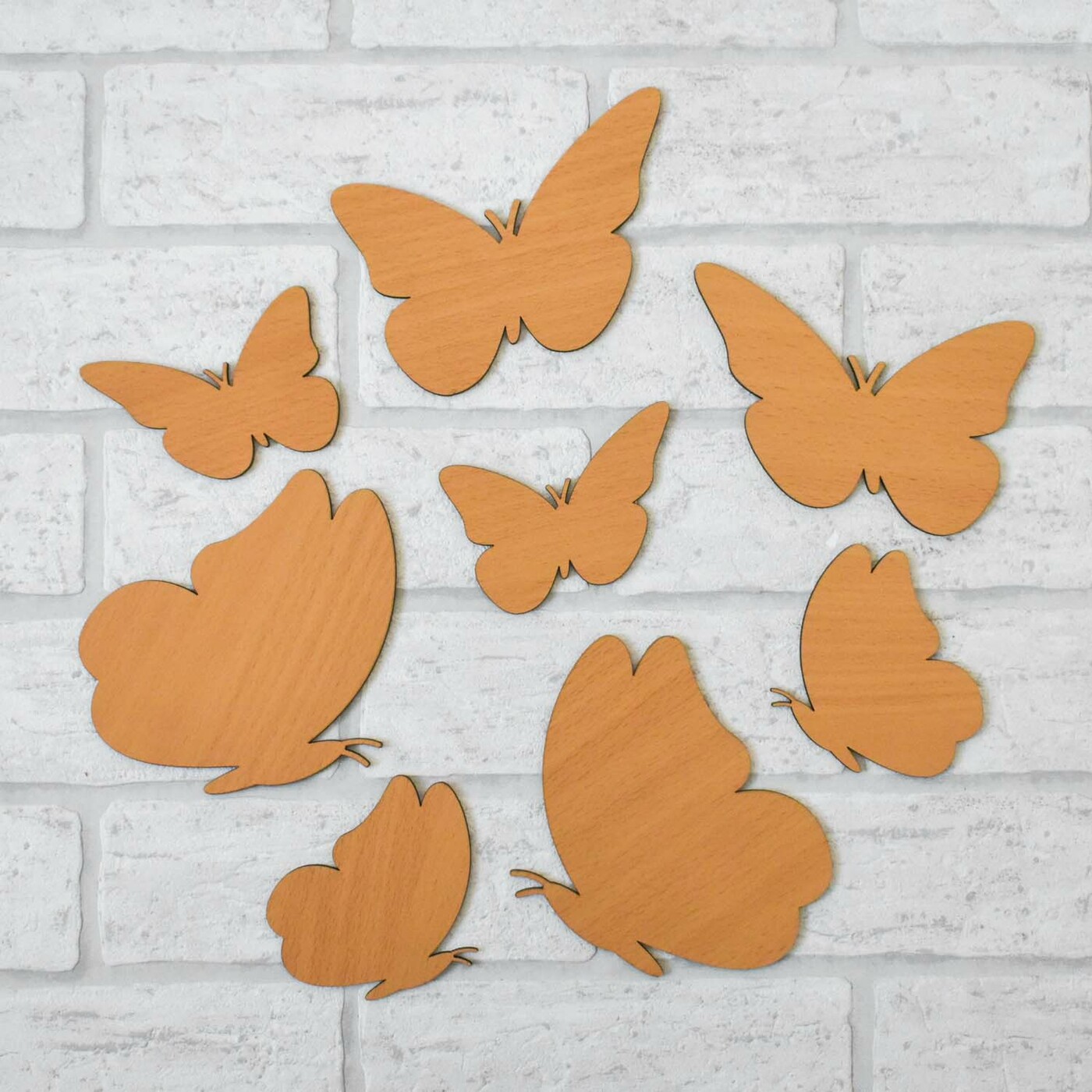 Decorative 3D Butterflies on the Wall 6 pcs | Beech