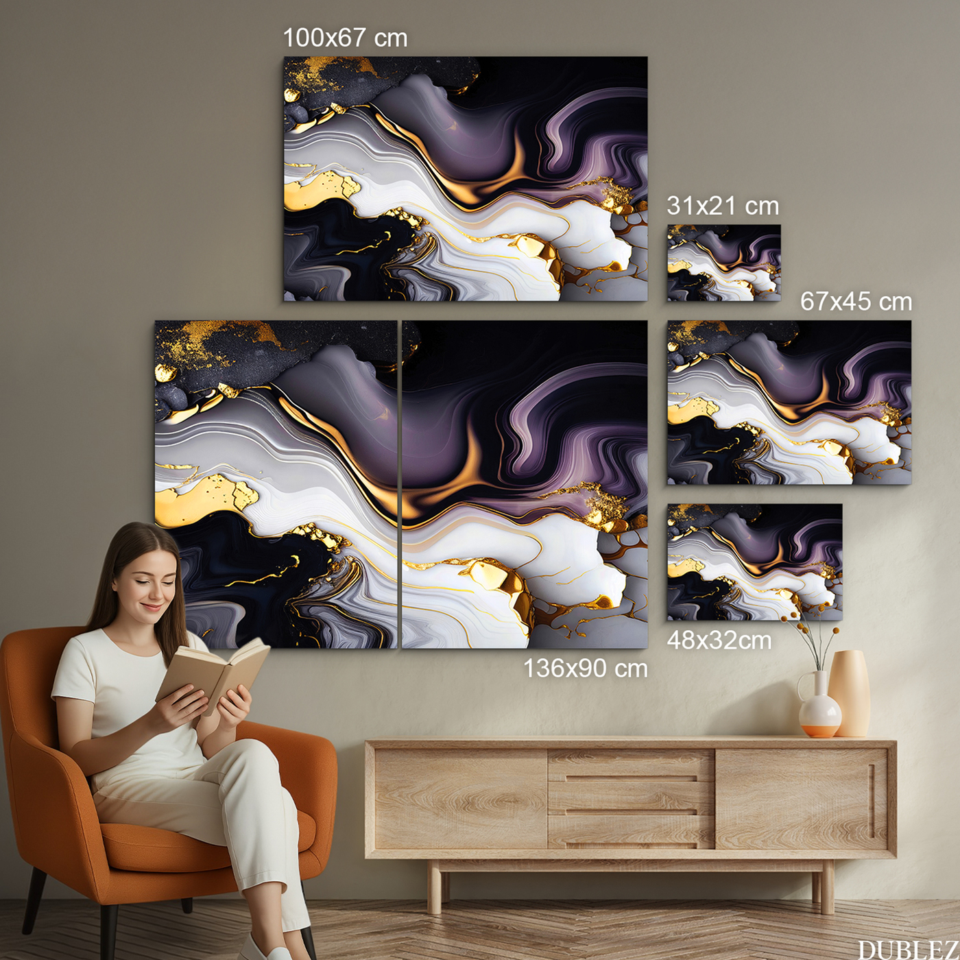 Wooden Colorful Wall Art - Marble