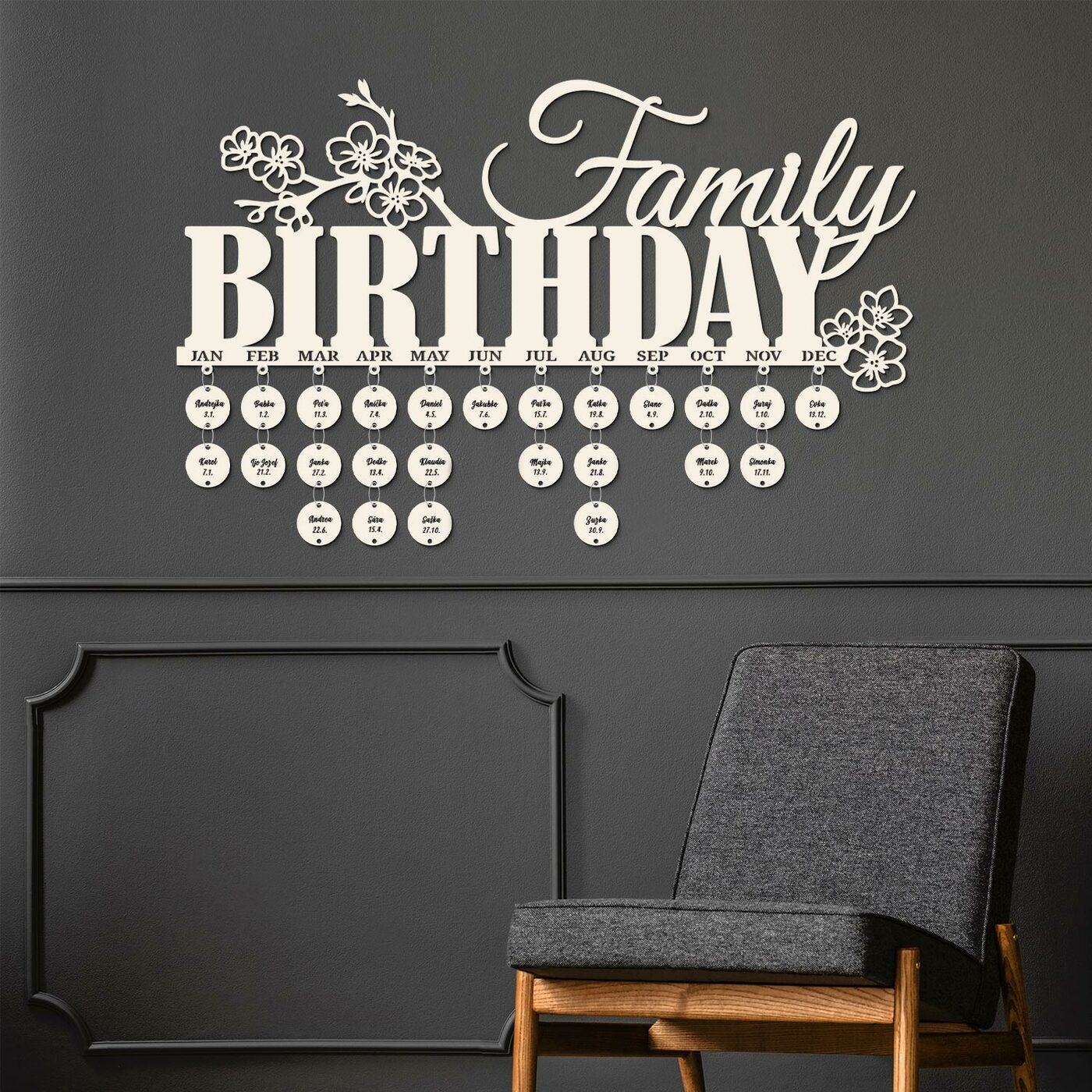 Family Wall Calendar - Family Birthday | White