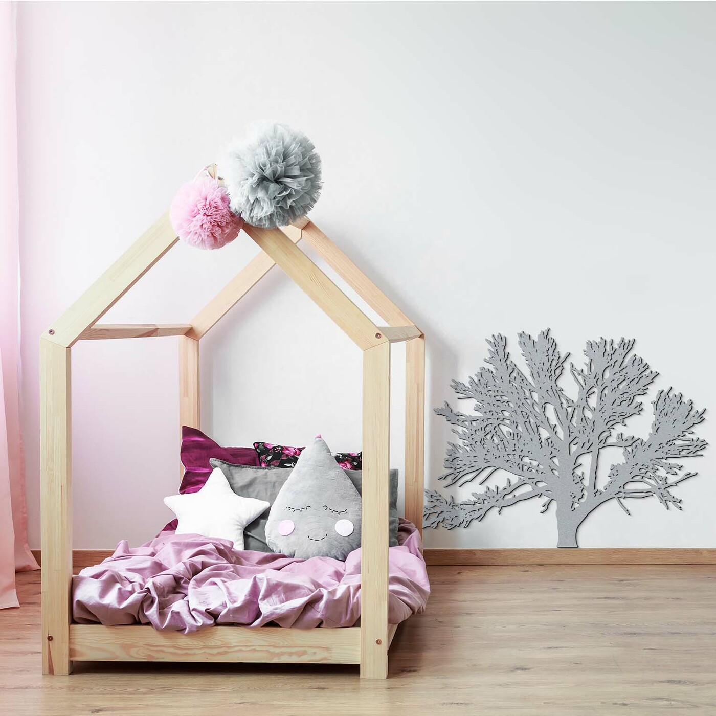 Wooden Cut-Out Decoration - Bush | Silver