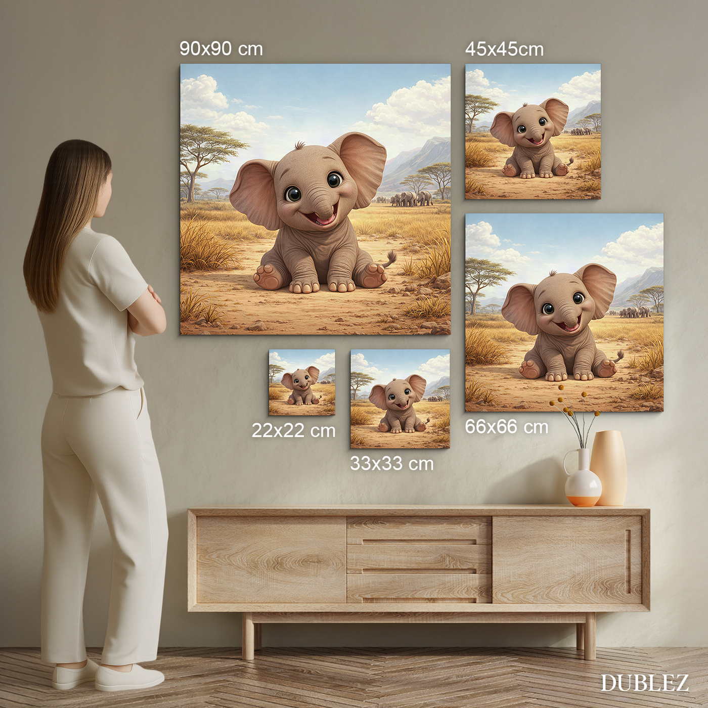 Drevená dekorácia pre deti - Sloník na savane