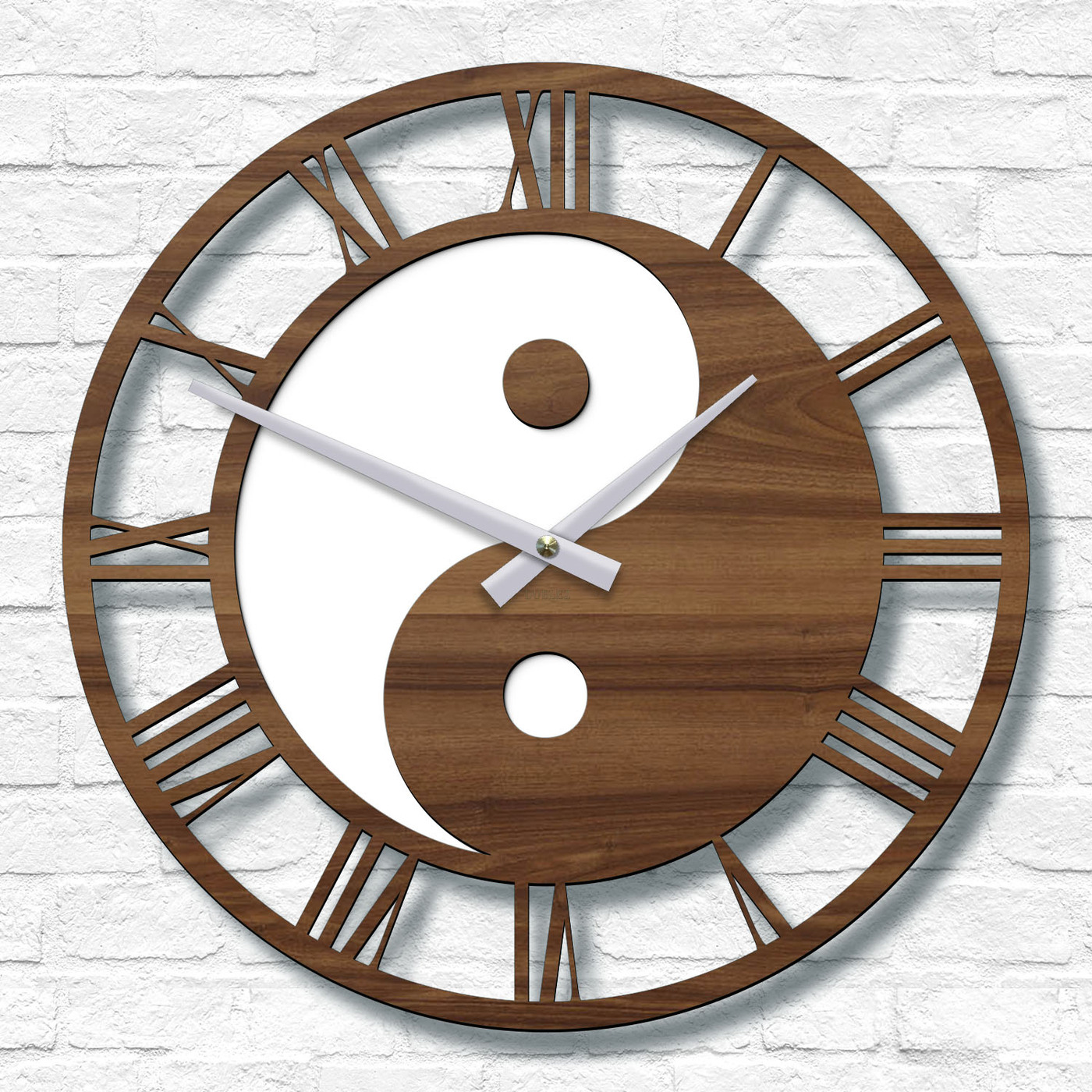 Nástenné hodiny s obrazom Jin jang  | Orech