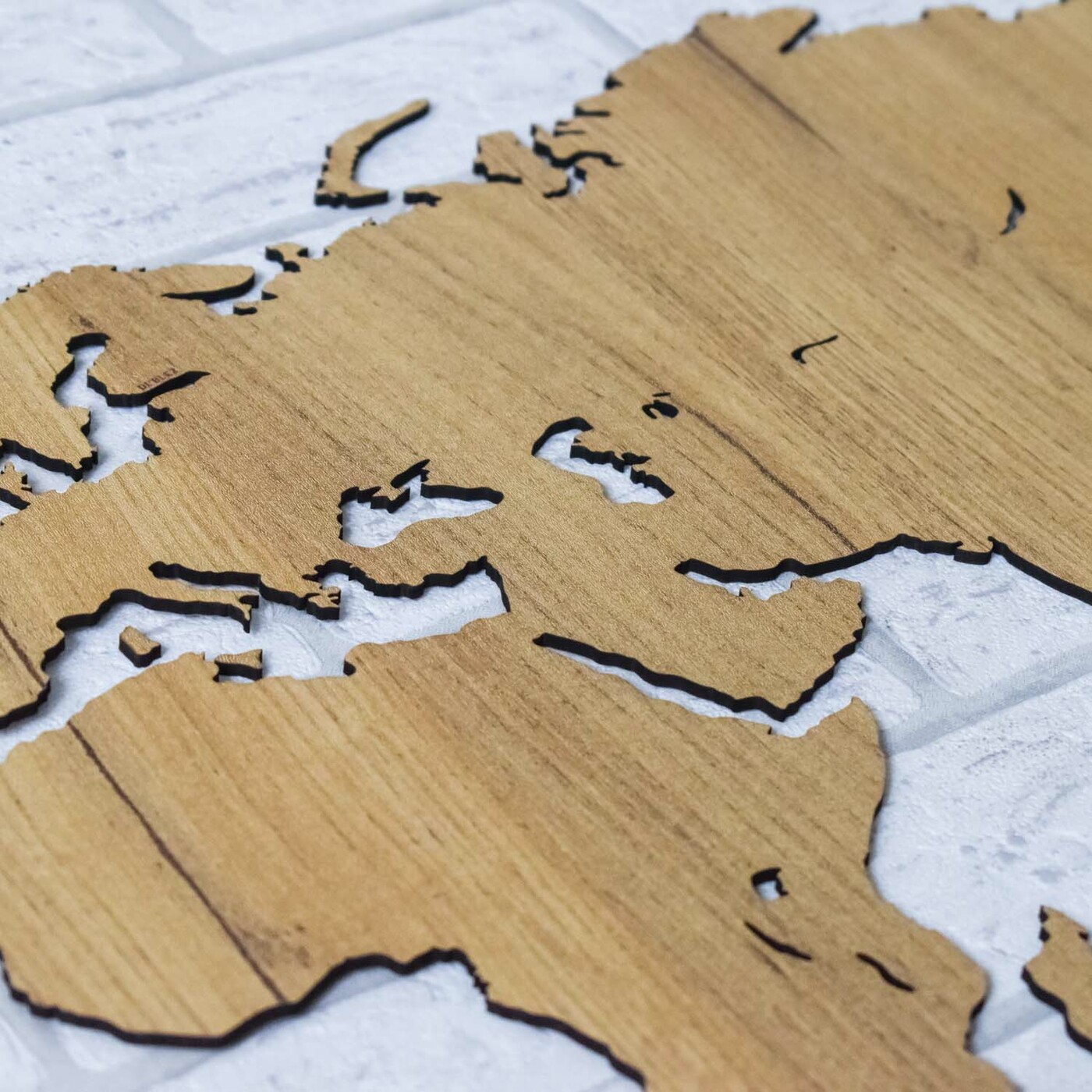 Wooden 3D World Map on the Wall | Gold Craft Oak