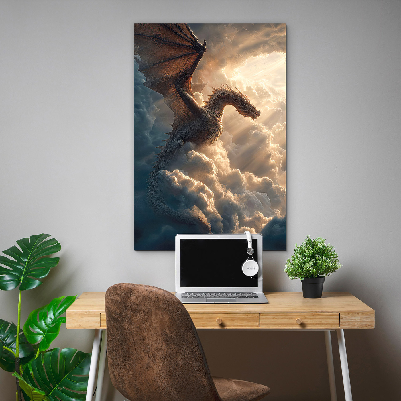 Drevený obraz na stenu - Drak v oblakoch