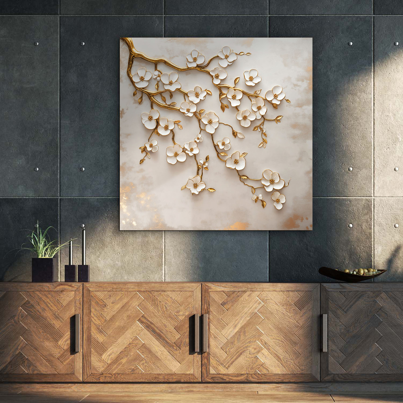 Wooden Wall Art - Golden Branch