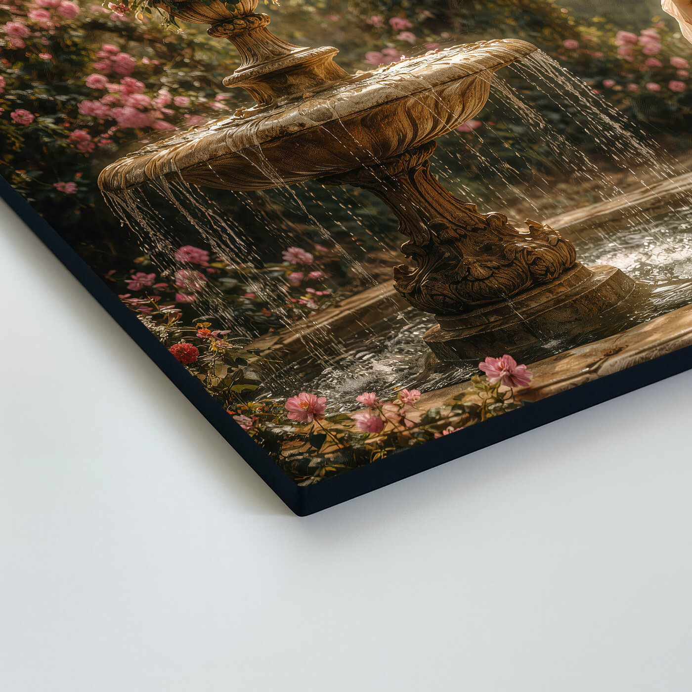 Vintage painting for the bedroom - Lady by the fountain