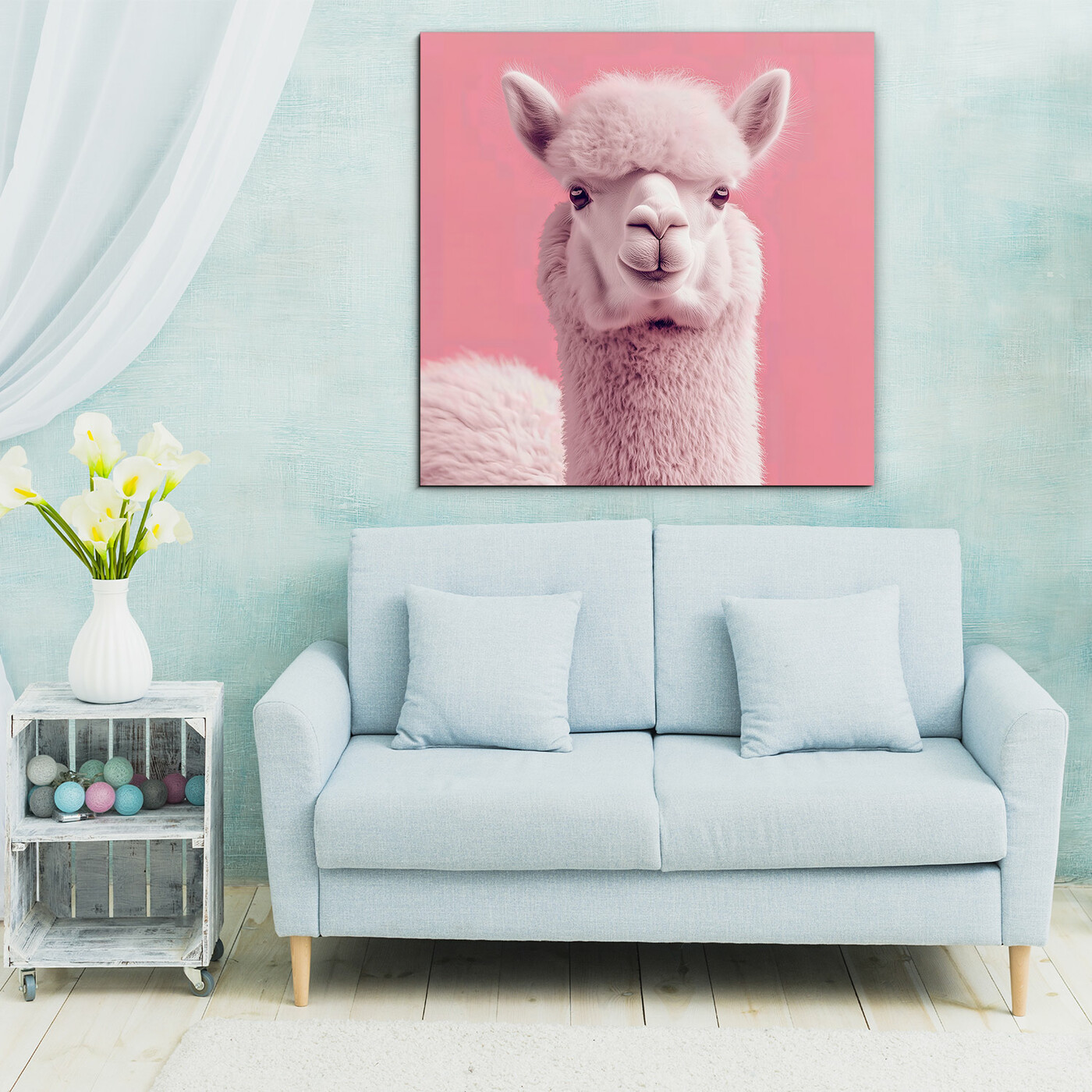 Růžový obraz - Lama