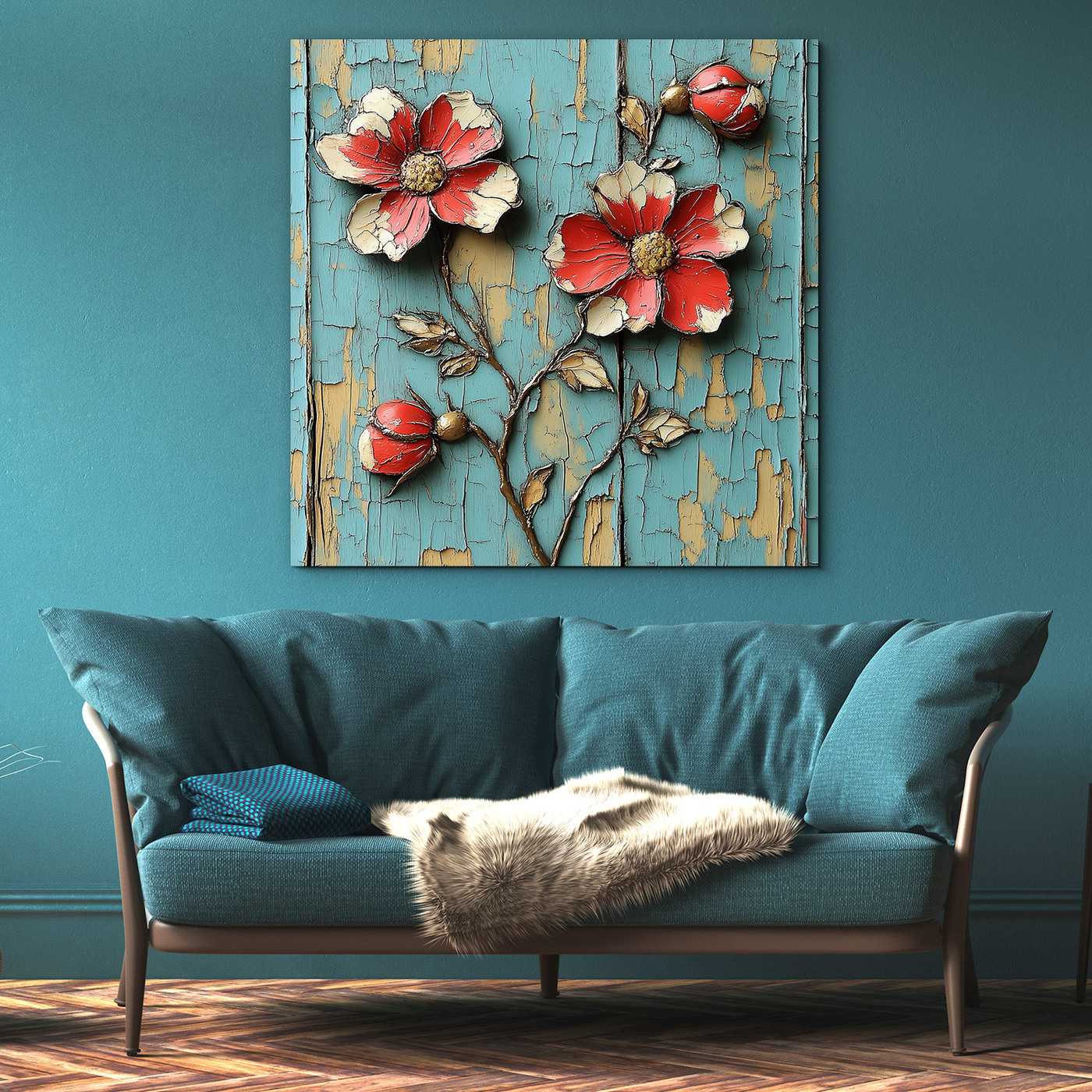 Retro picture for the wall - Wild roses