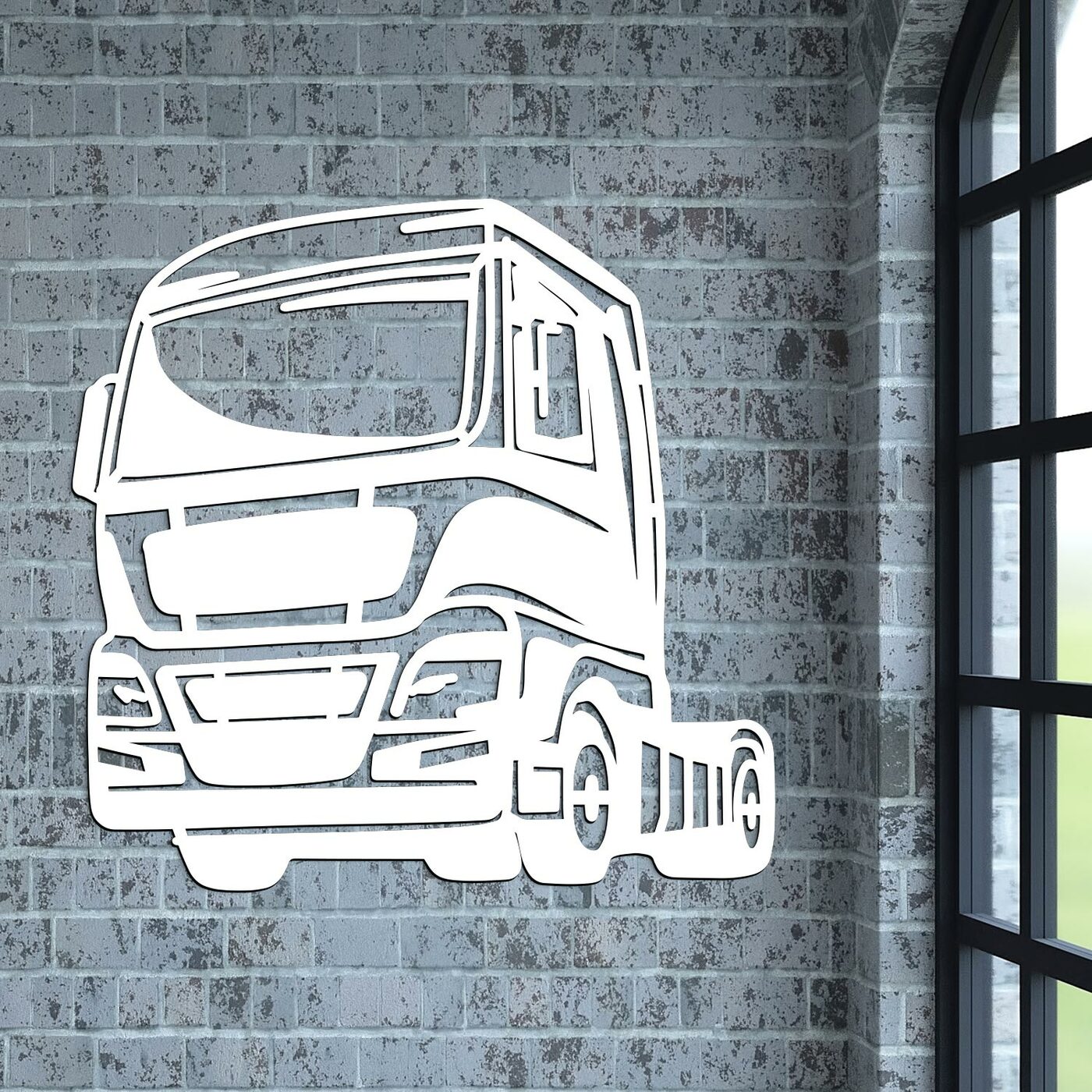 Drevený 3D obraz - Nákladné auto | Biela