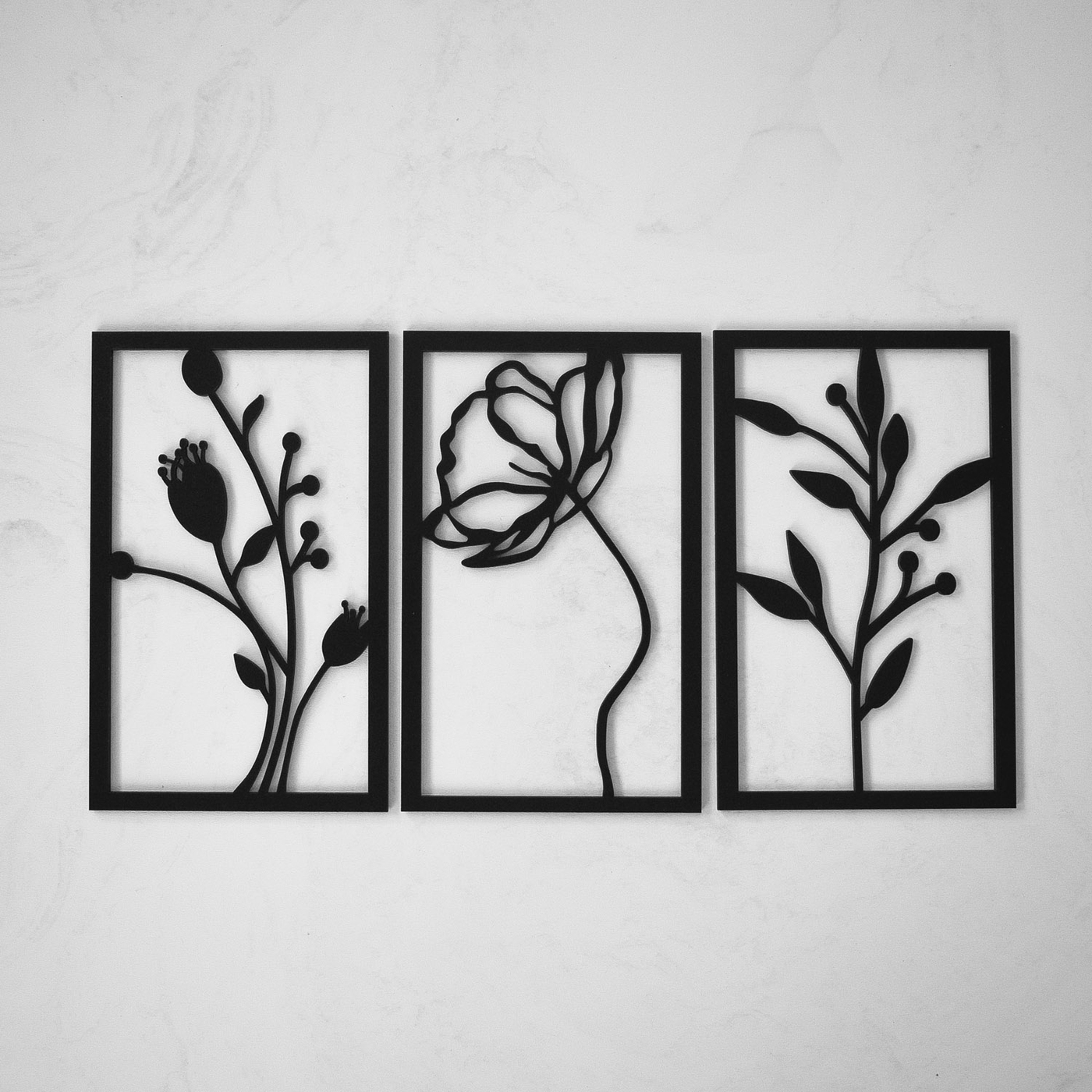 Multi-Panel Wall Art - Flowers | Black