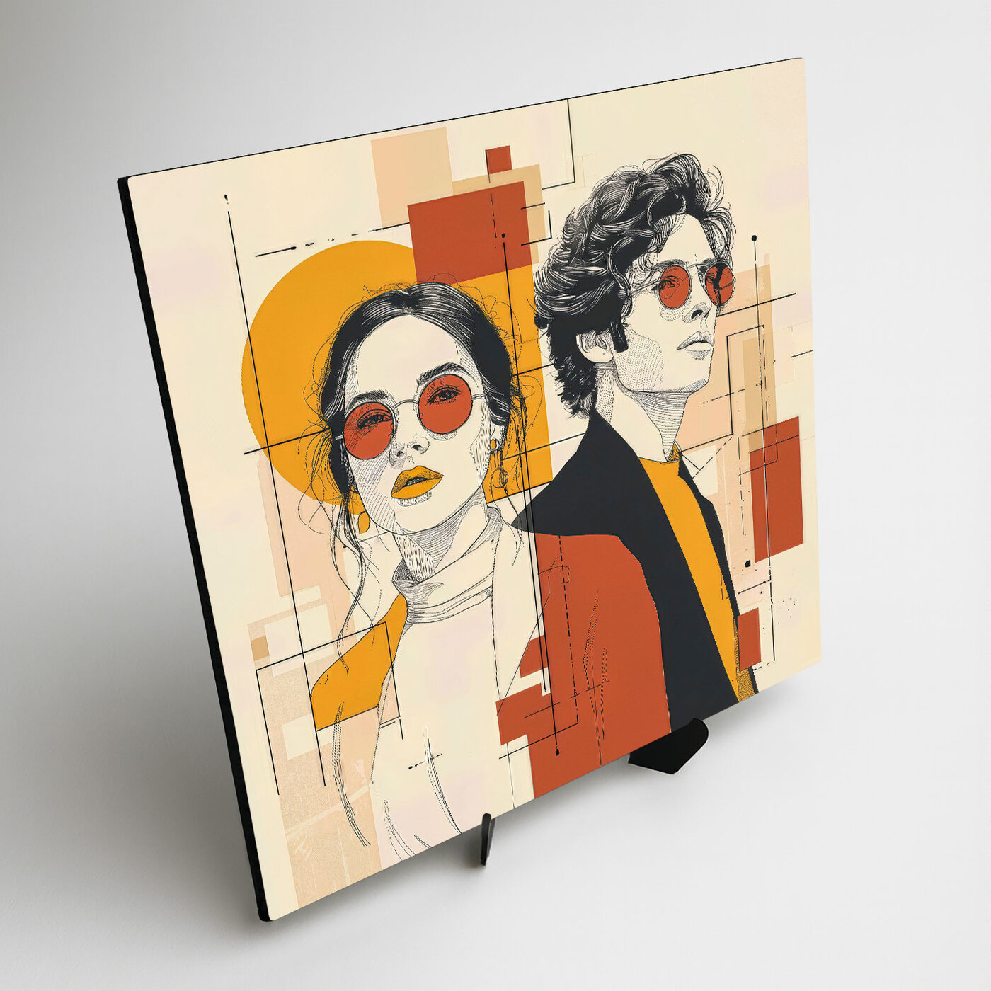 Drevený obraz - Urban Duo - Moderný portrét