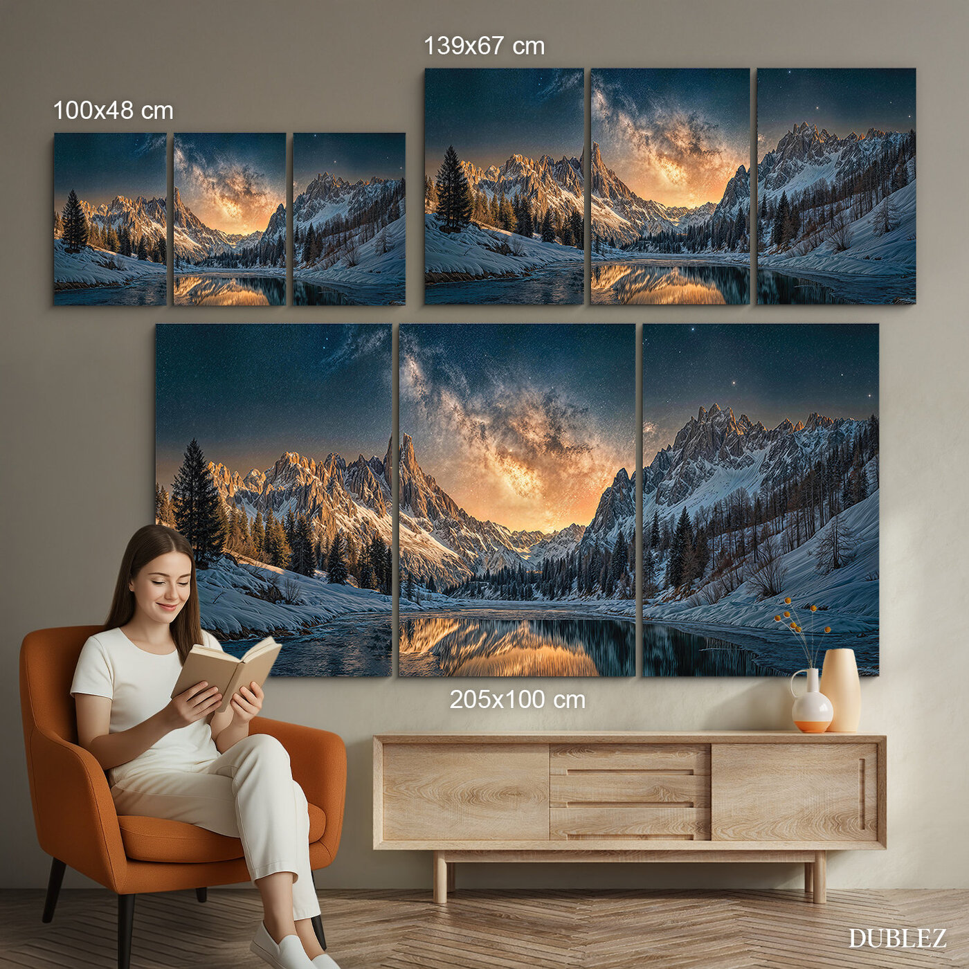 3-dílný obraz - Hory za stromy