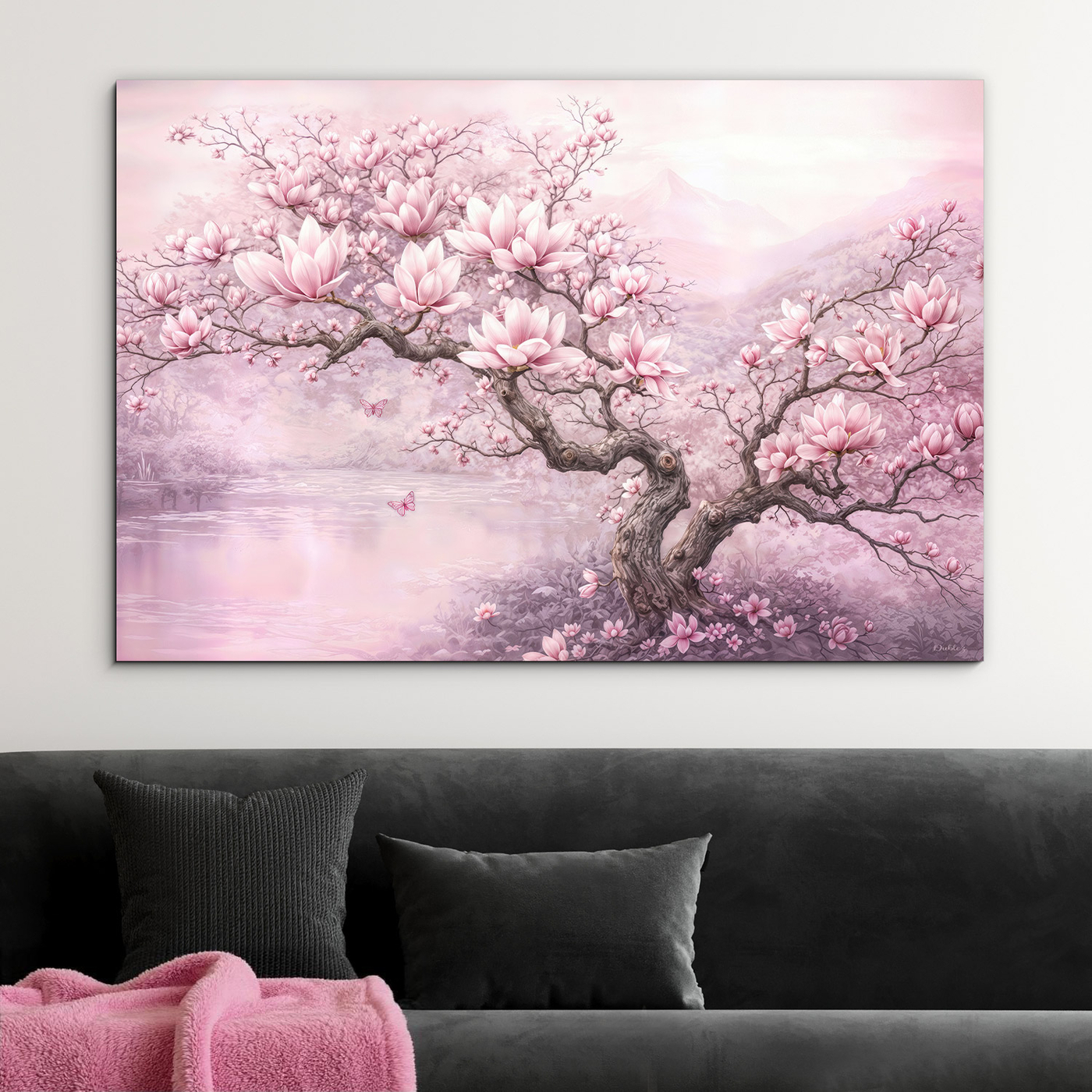 Drevený obraz - Magnólia v rozkvete