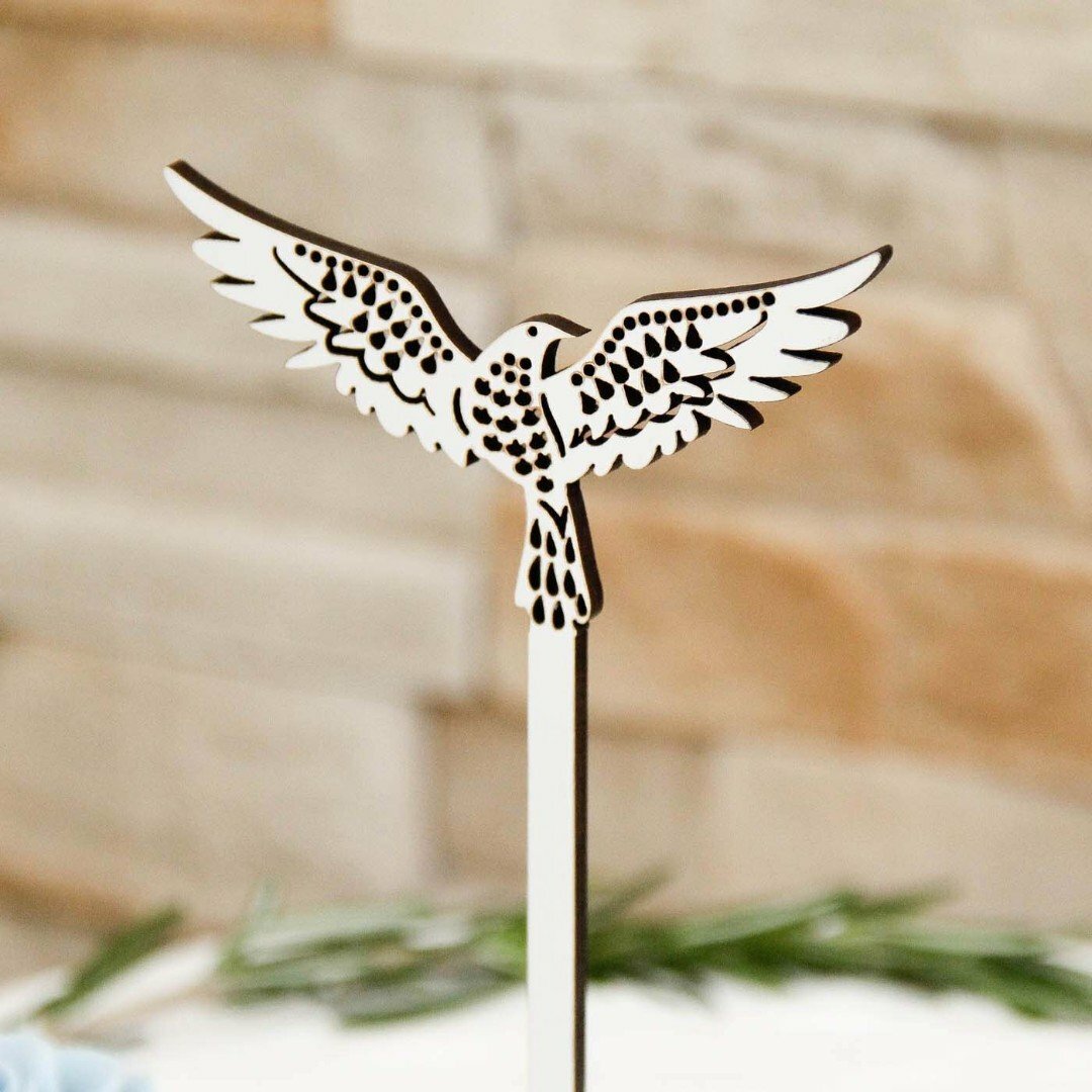 Svadobná dekorácia na tortu - Holubička