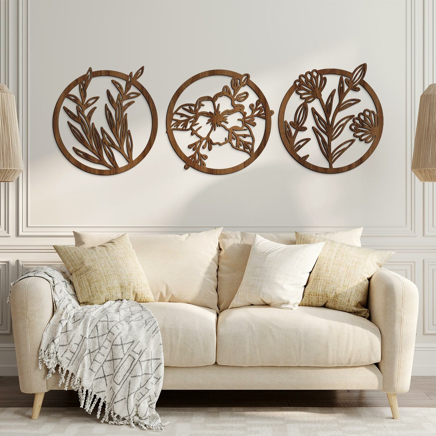 Viacdielny okrúhly obraz - Kvety | Orech