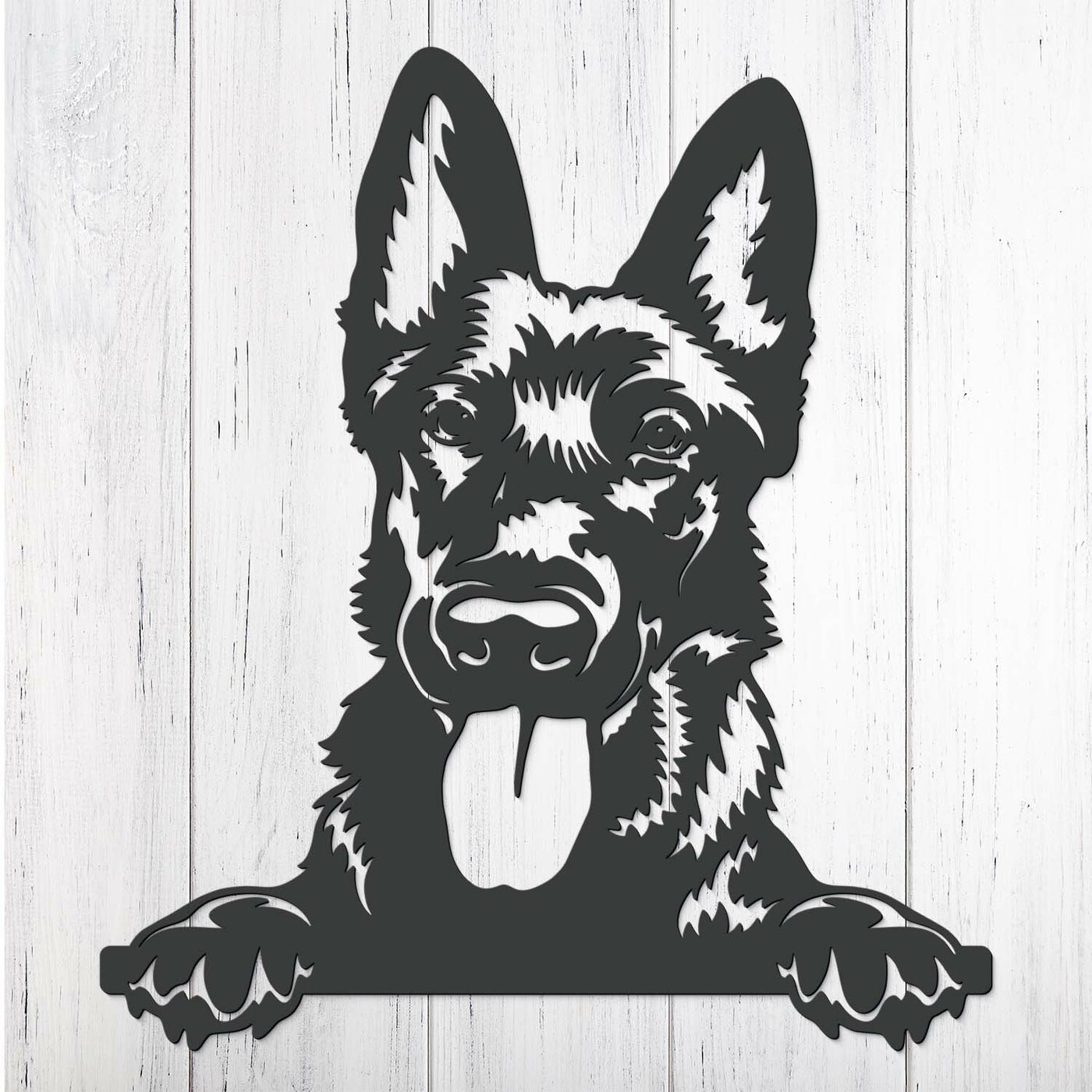 Wooden Wall Art - Belgian Shepherd Dog | Anthracite Gray