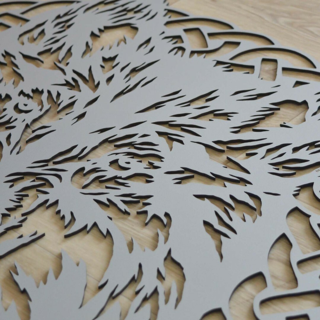 Wooden Wall Art - Wolf in Frame | Silver