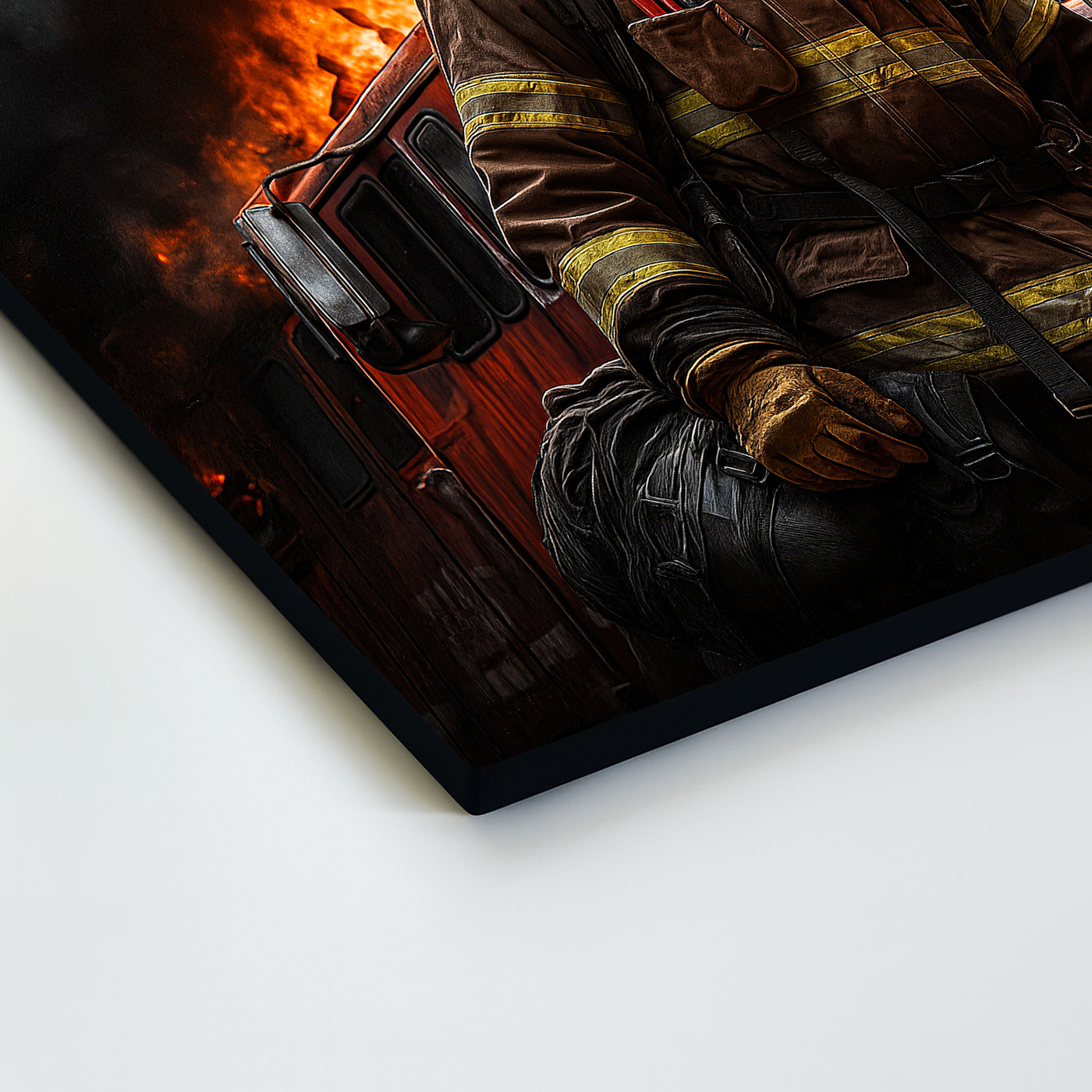 Drevený obraz - Hasič