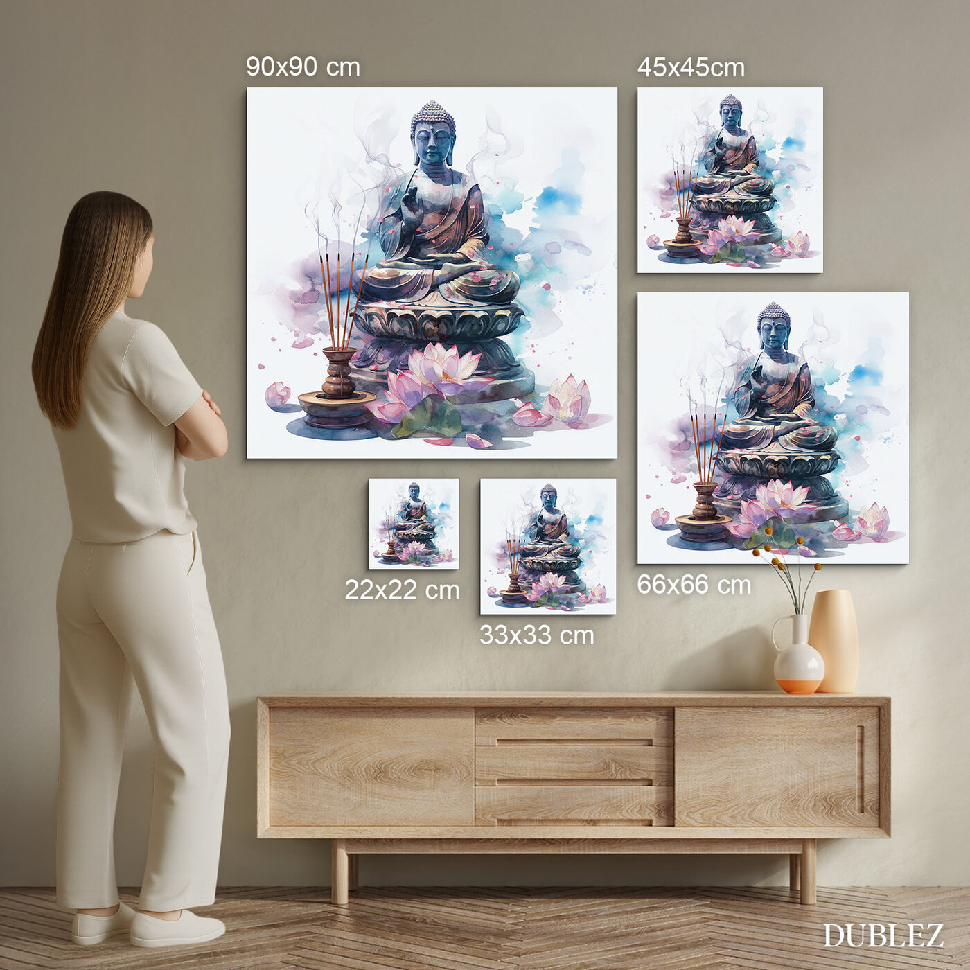 Akvarelový obraz - Buddha (UV tlač)