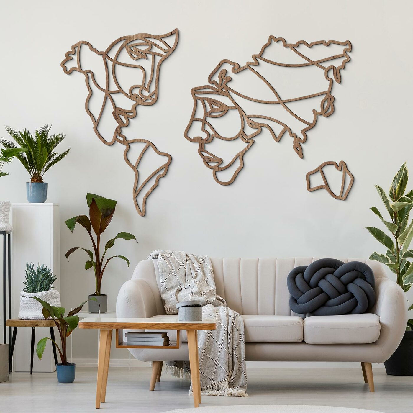 Wall Map on the Wall - Face of the World | Tobacco Oak