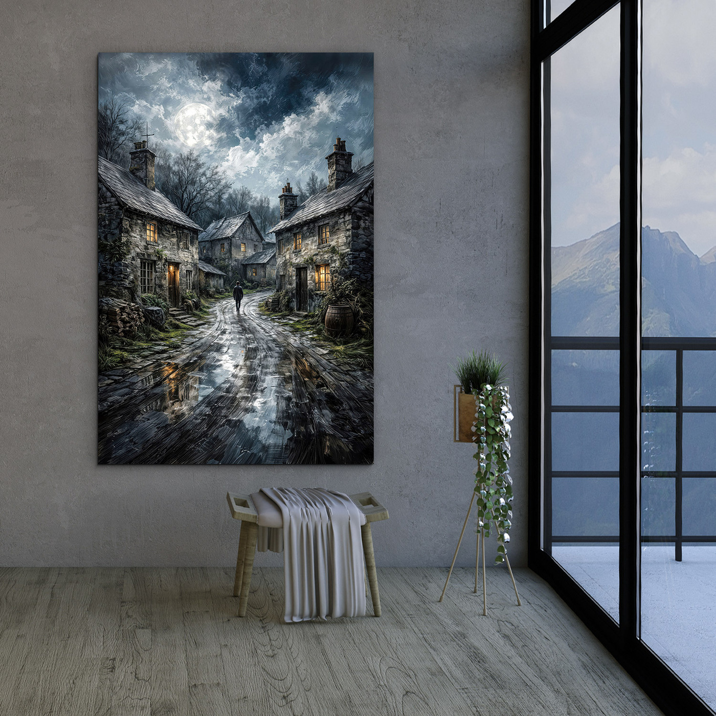 Decorative painting - Alley in moonlight