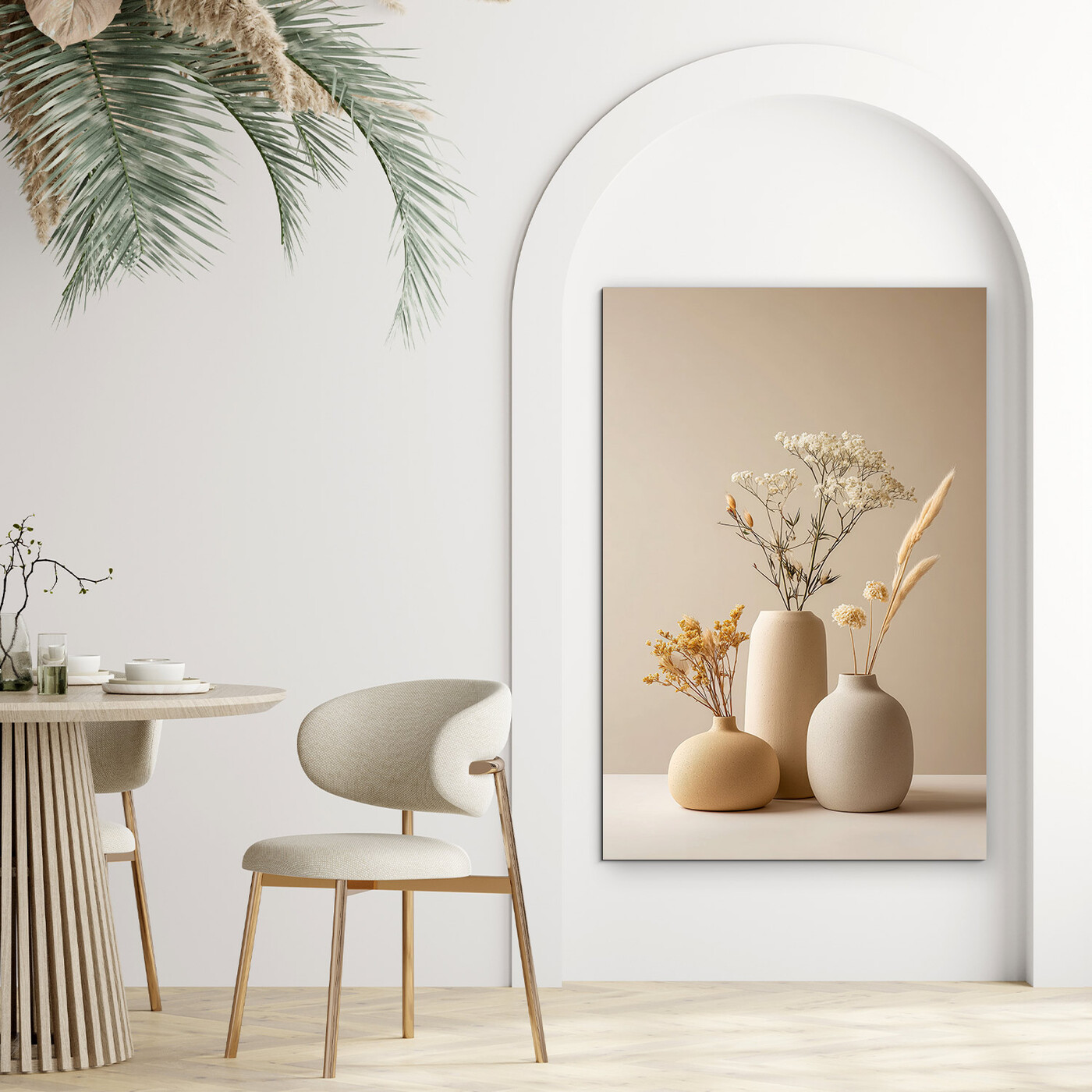 Minimalistický drevený obraz - Vázy