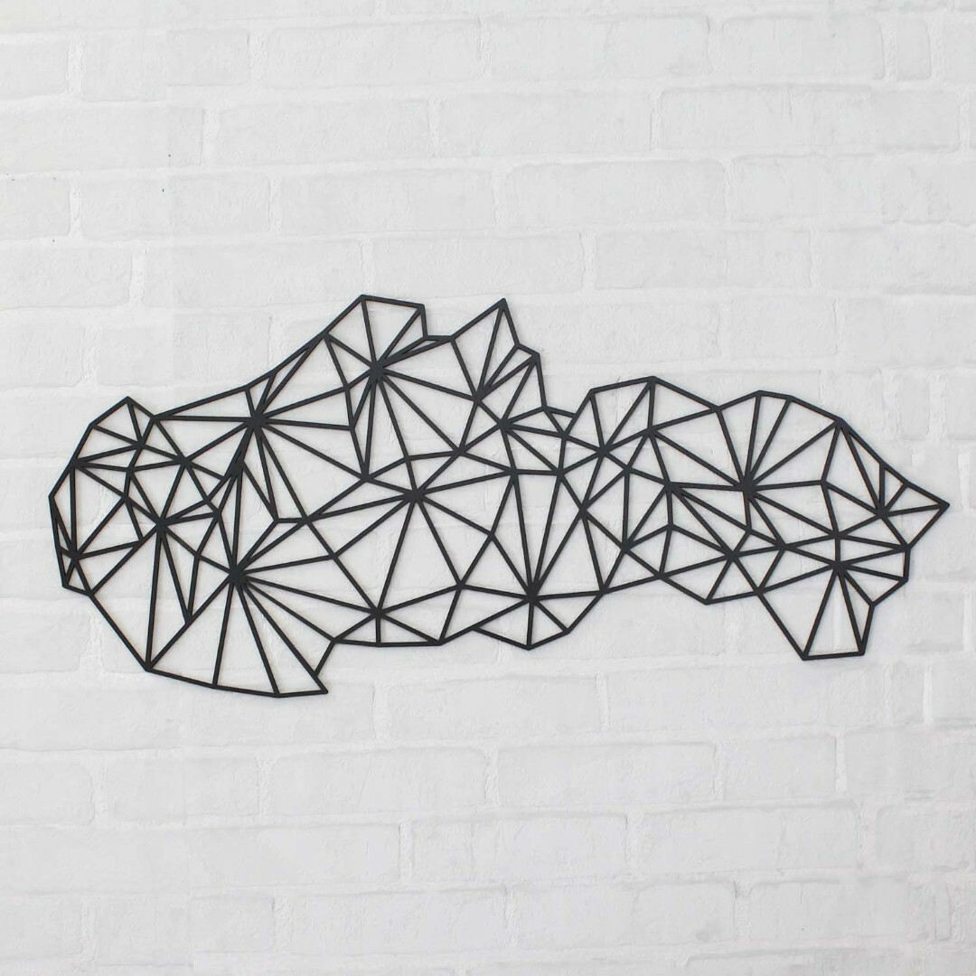 Polygonálna mapa Slovenska na stenu  | Čierna