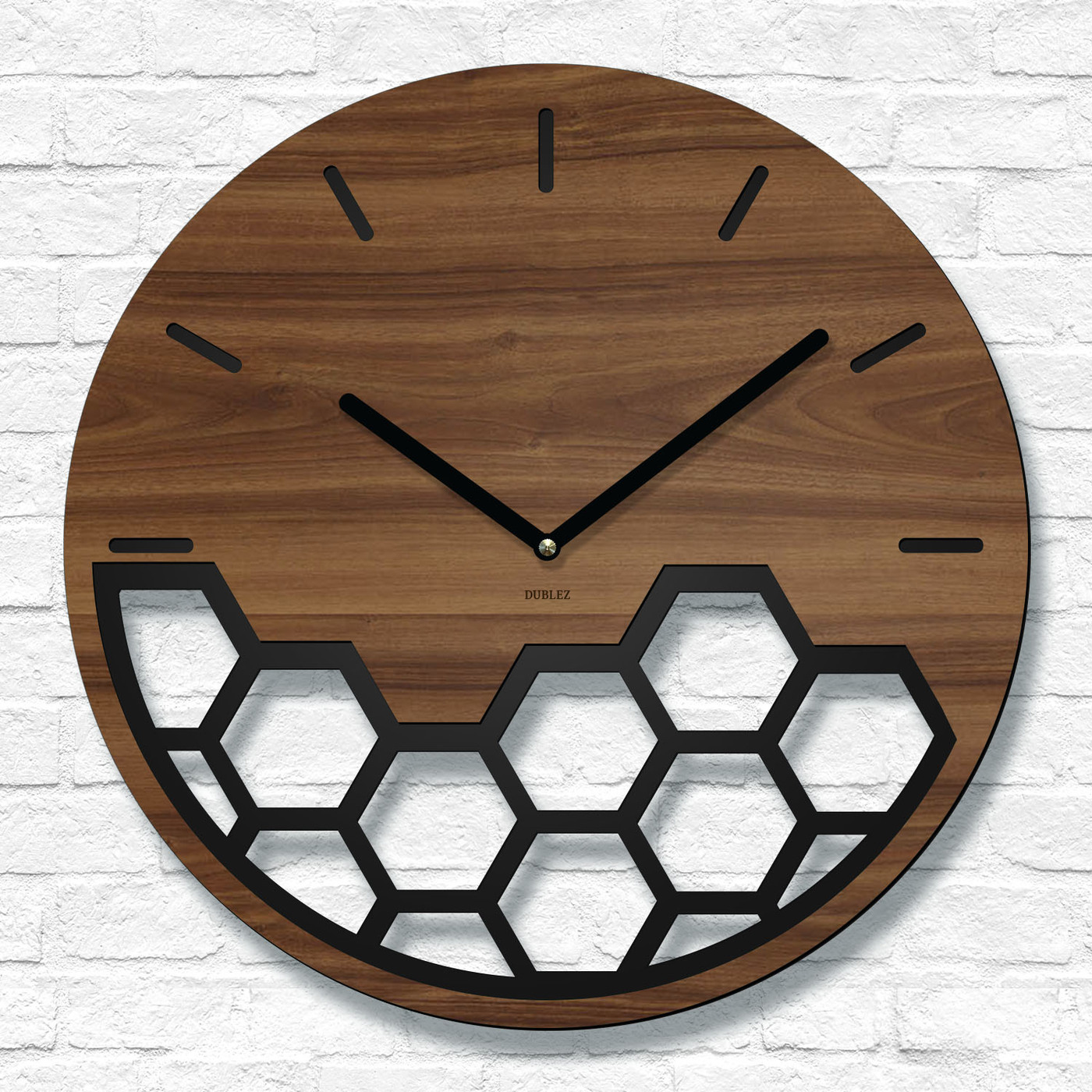  Drevené nástenné hodiny - Geometria plástov | Orech