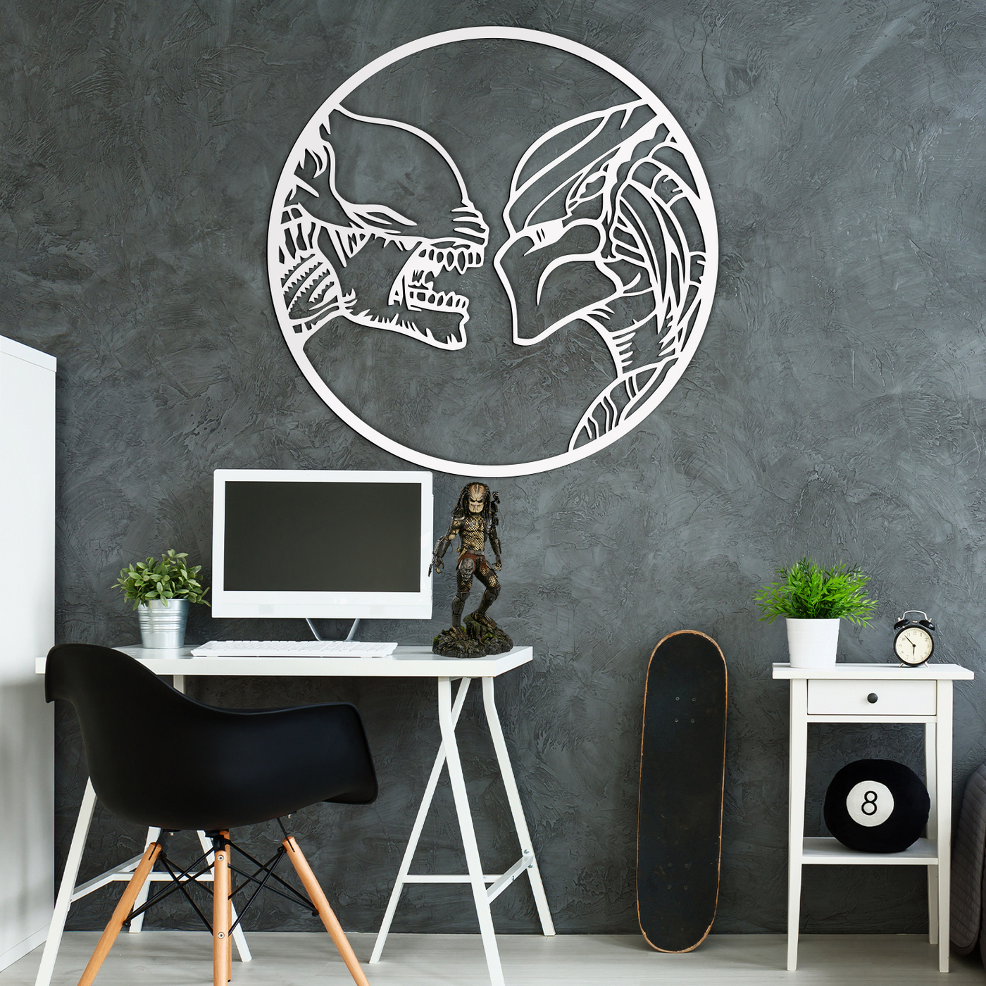 Wooden Wall Art - Alien vs. Predator | White