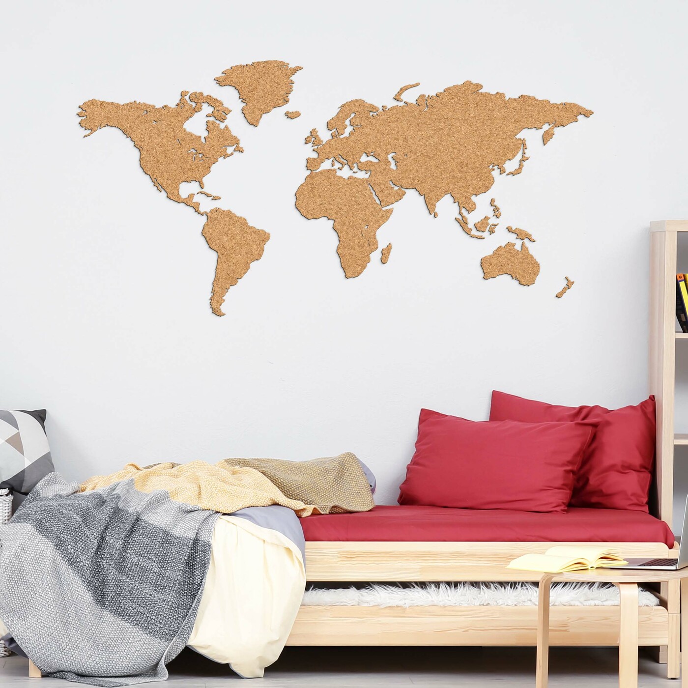Cork World Map on the Wall