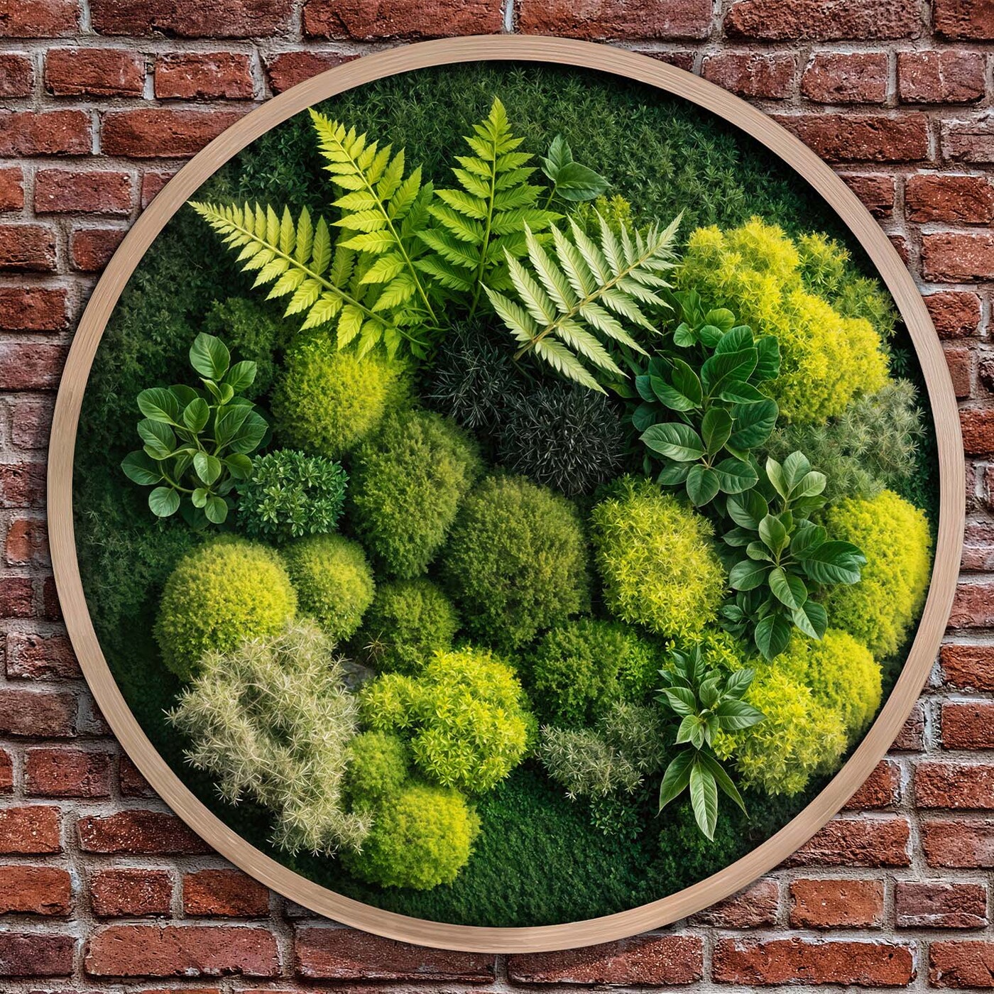 Wooden Wall Art with 3D Moss Effect - Fern